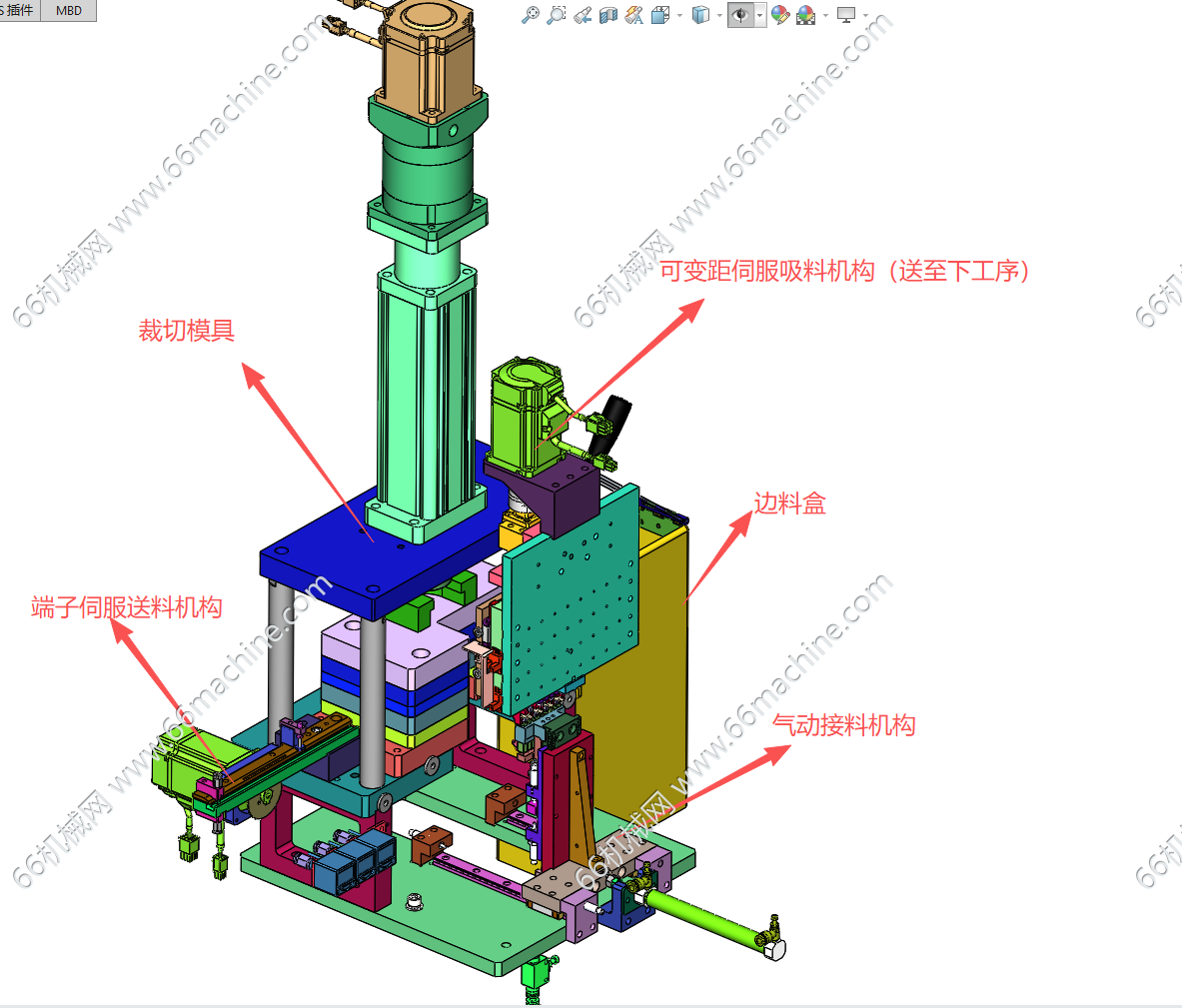 端子自动送料接料的裁切模具
