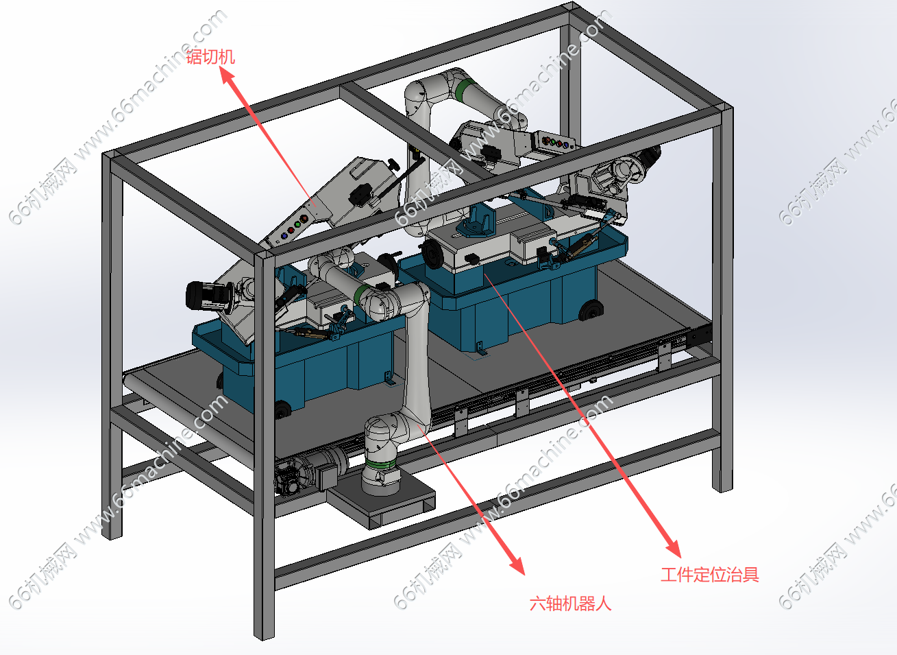 基于双工位机器人的锯切机