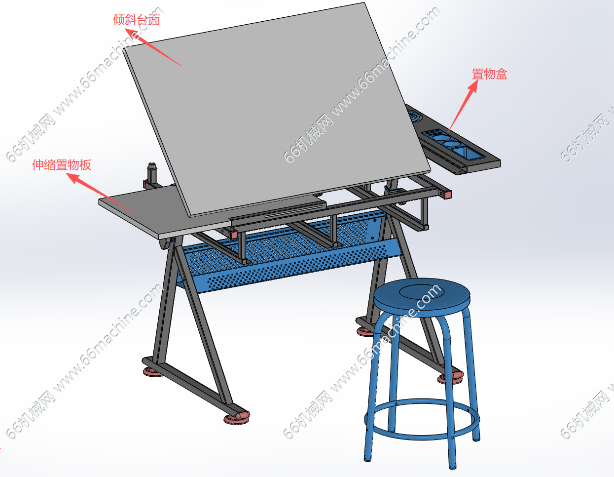 倾斜角度可调节绘图桌（绘画桌）