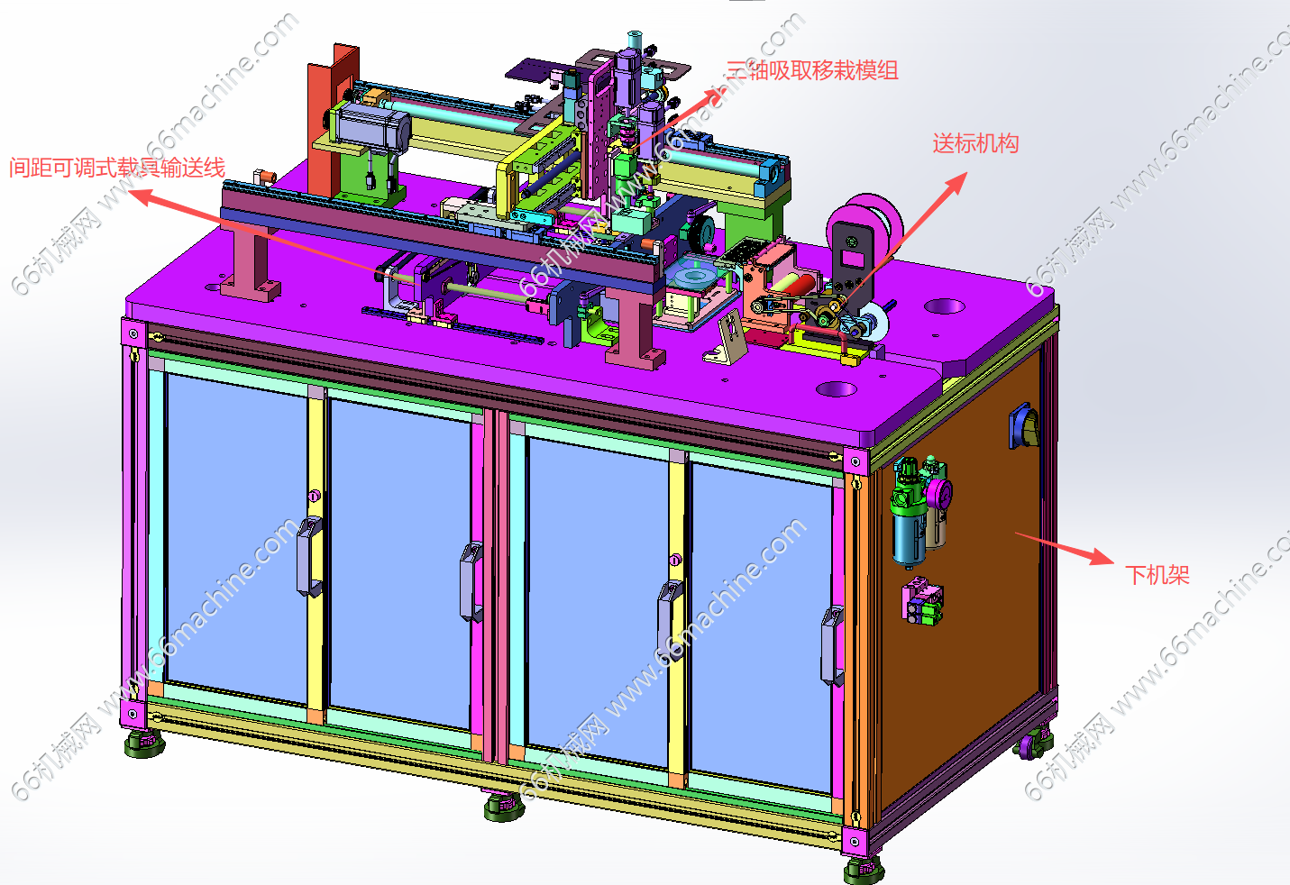 某企业自动贴标机3D+BOM表【出标签粘贴设备】