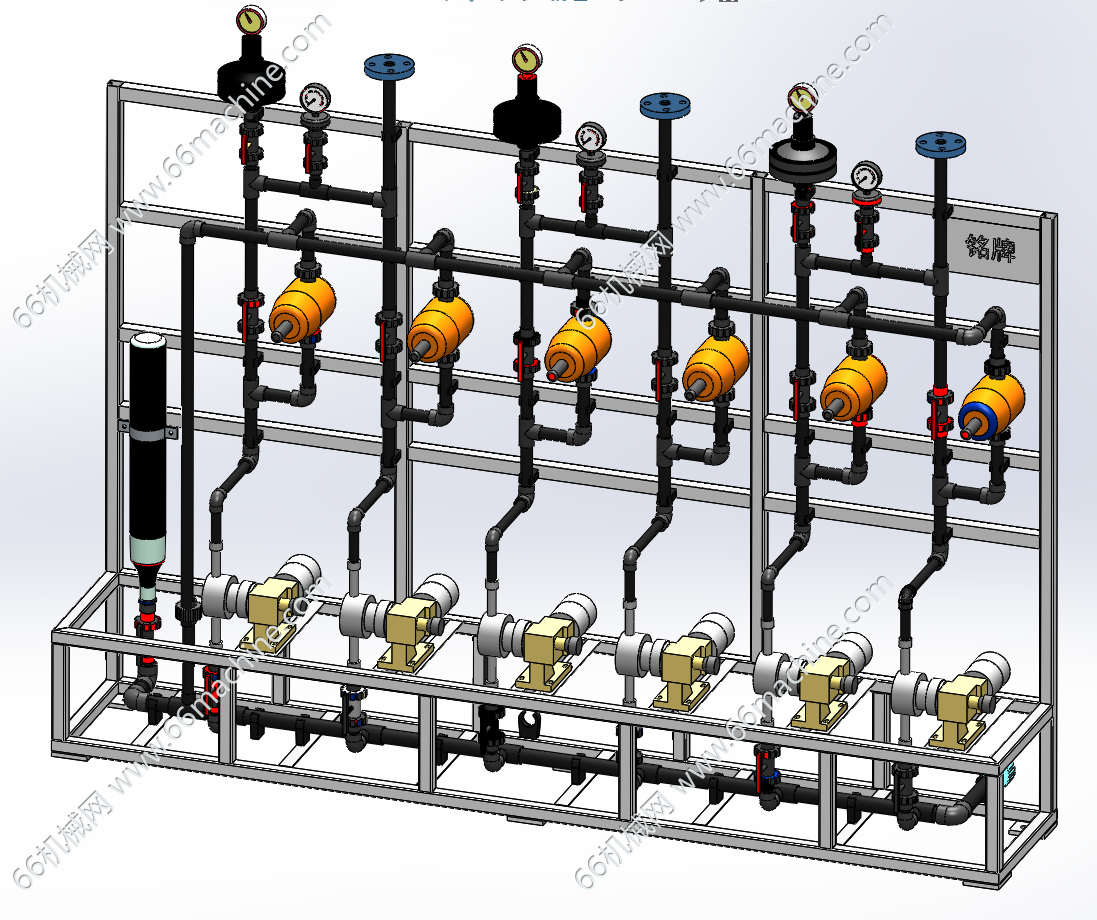 （6工位)-3出口加药管路系统3D+CAD