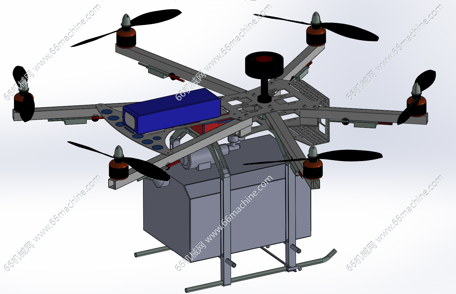 六旋翼的农用无人机3D+CAD