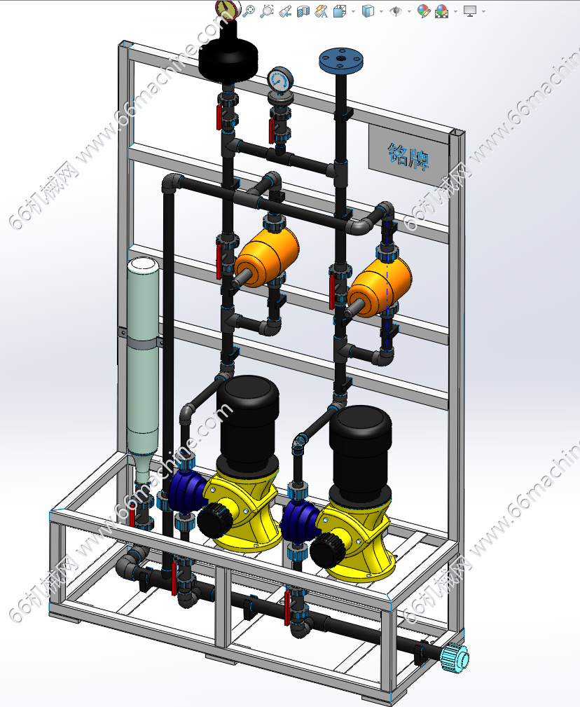 （2工位)-单出口加药管路系统3D+CAD