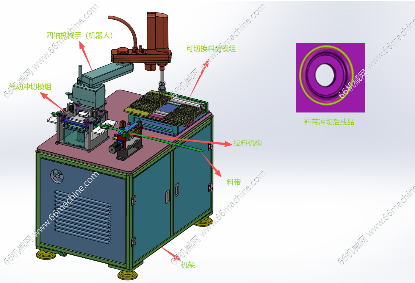 基于四轴机械手的冲压下料摆盘机