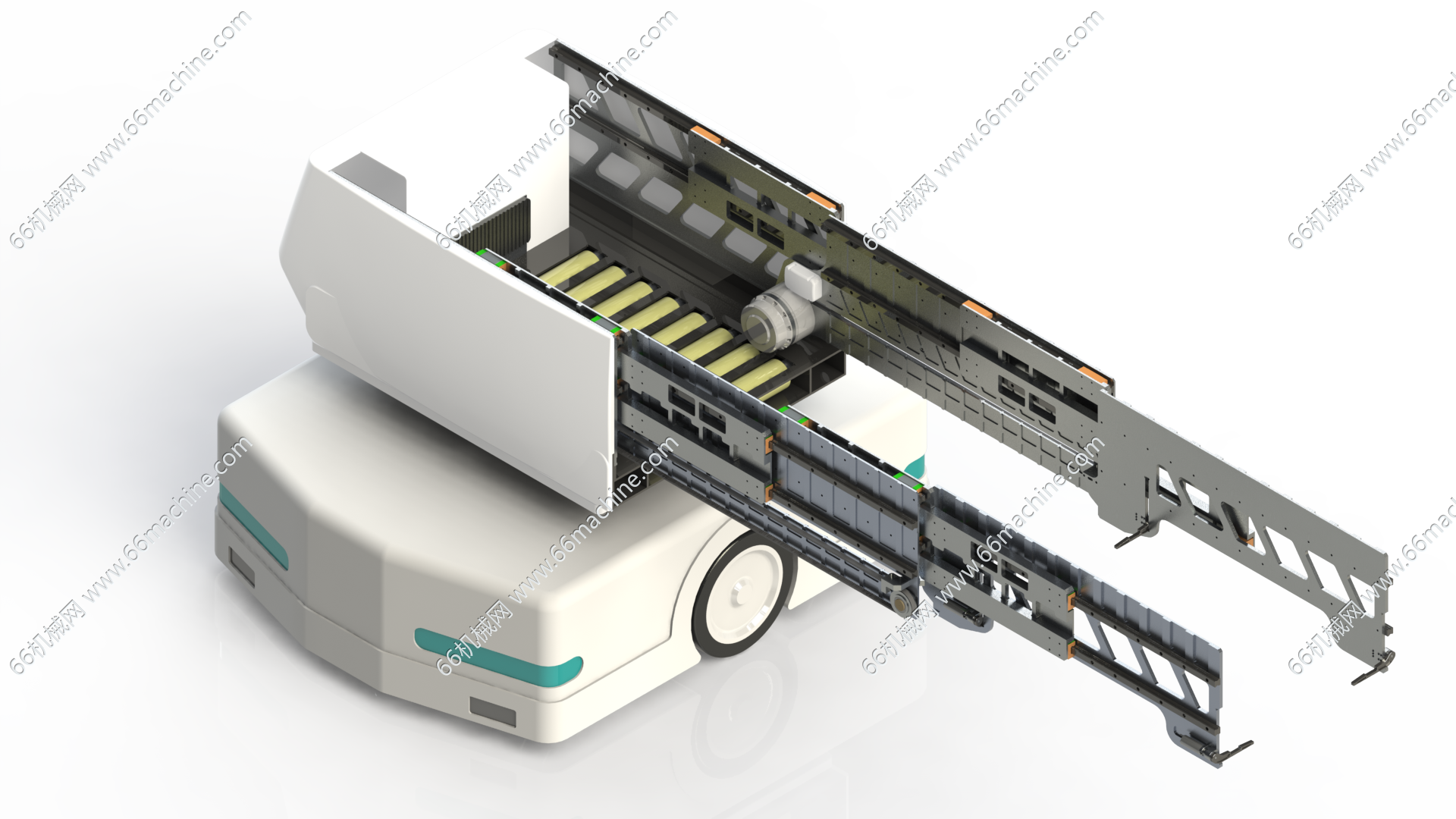 带伸缩货叉的AGV小车