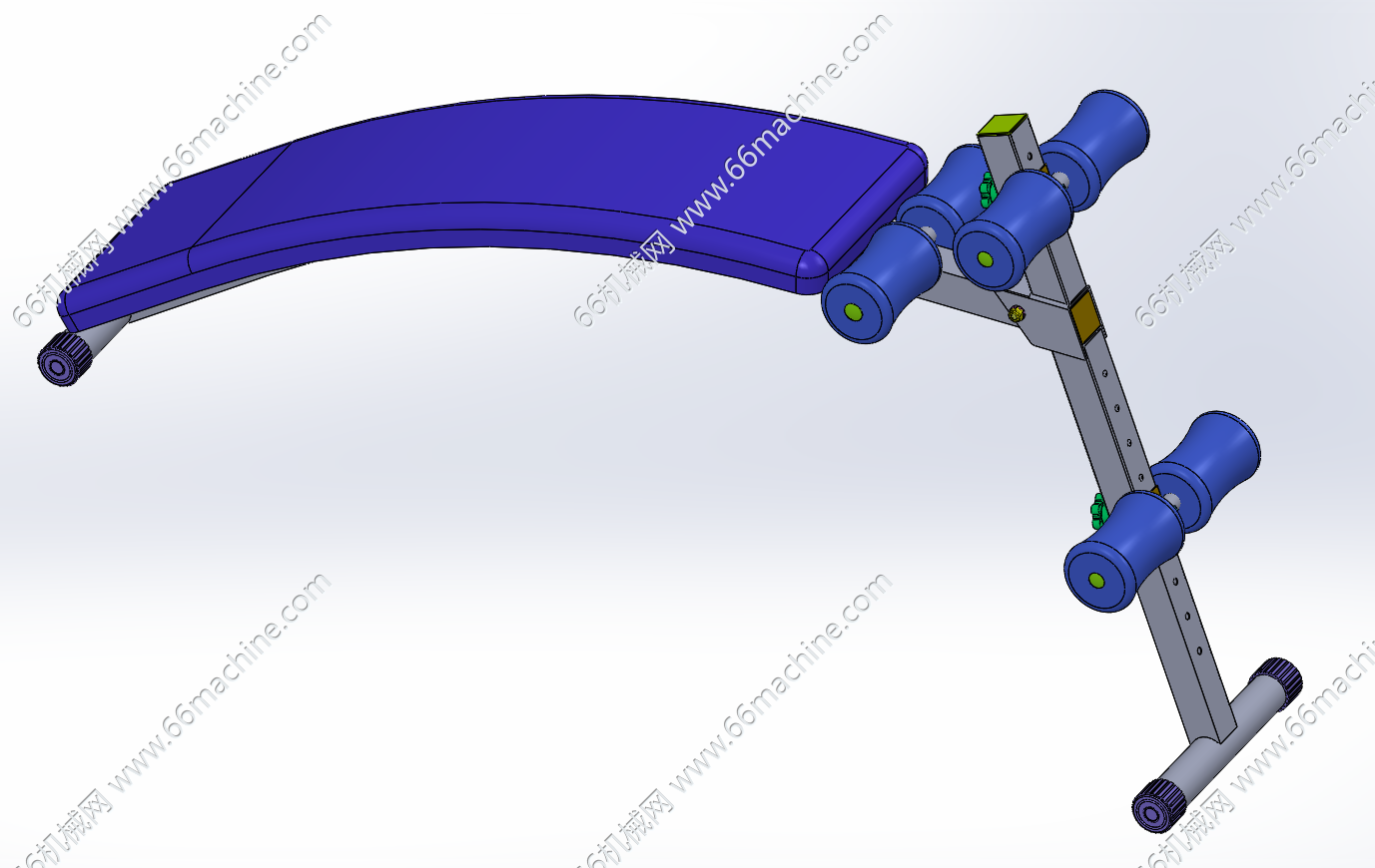 某企业仰卧板（健身器材）3D+工程图