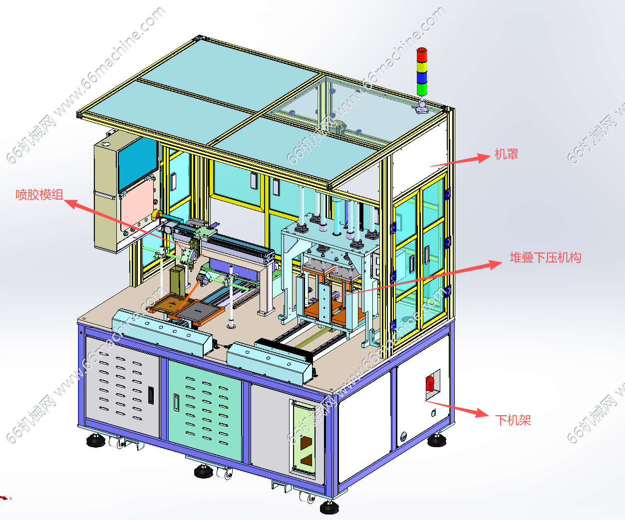 某企业电池模组喷胶堆叠机（喷胶堆叠压紧为一体）