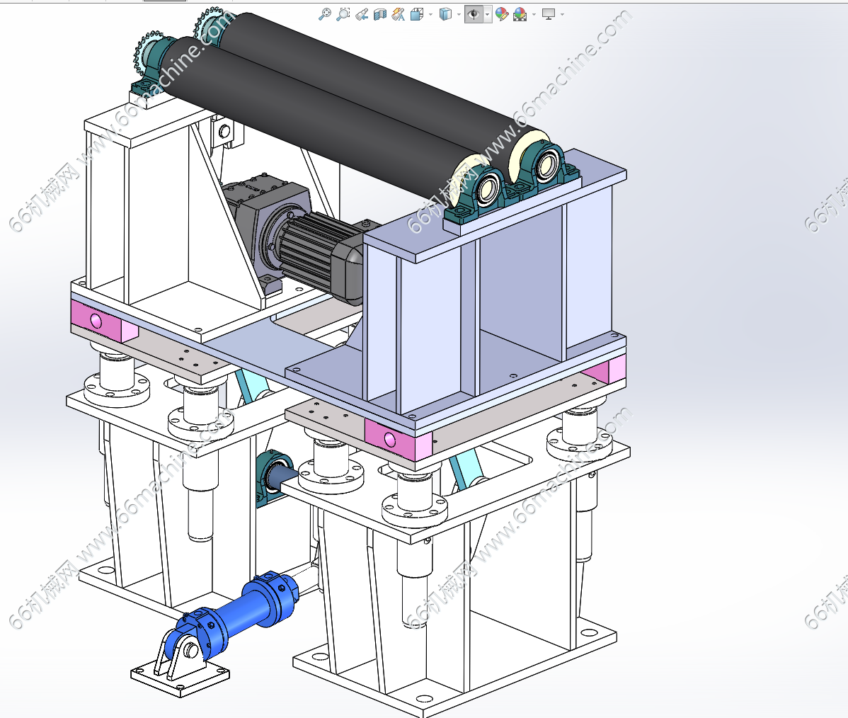 基于液压连杆的对辊升降装置