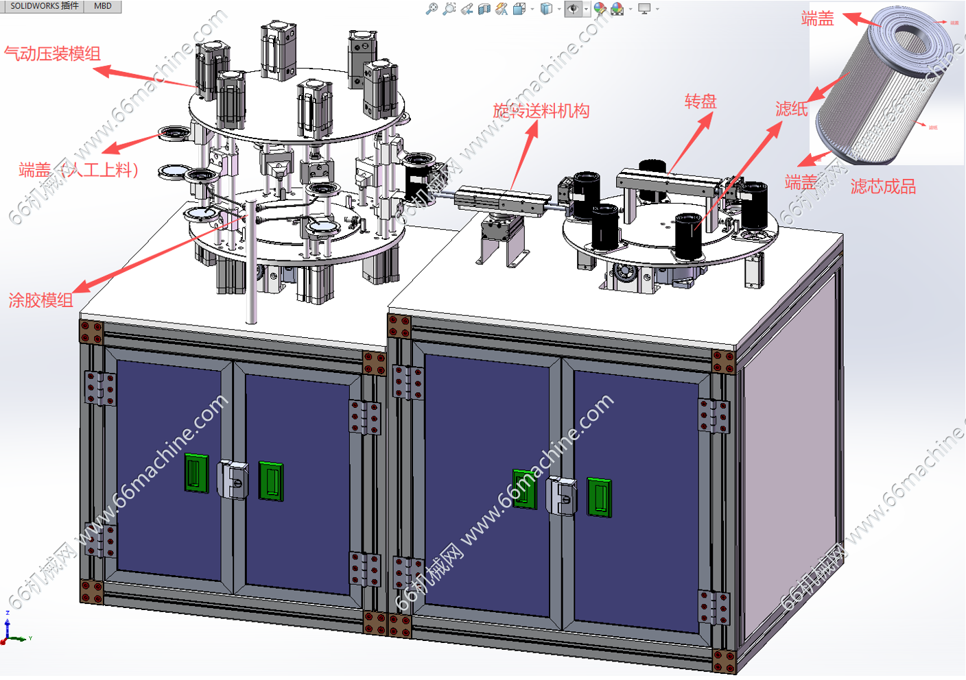 某企业机油滤芯的滤纸与端盖组装机