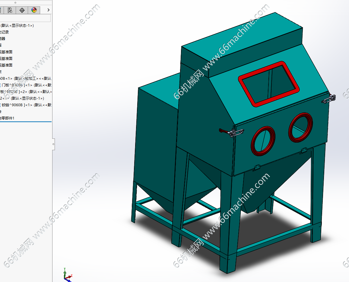 某企业9060B手动喷砂机3D+CAD总图