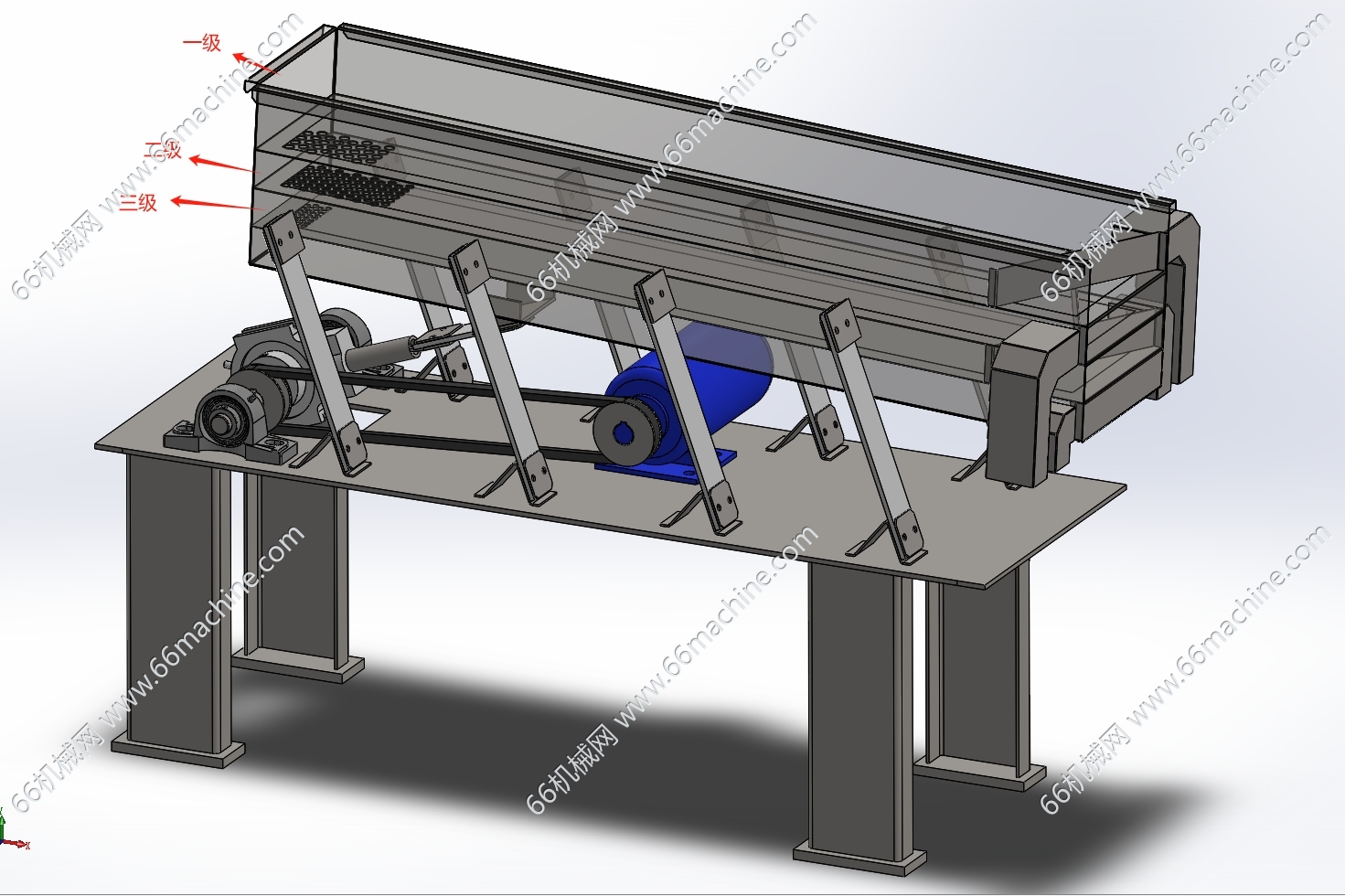 振动分级筛分机（三级分选机）3D+工程图【sw2025版本，另含x-t格式】