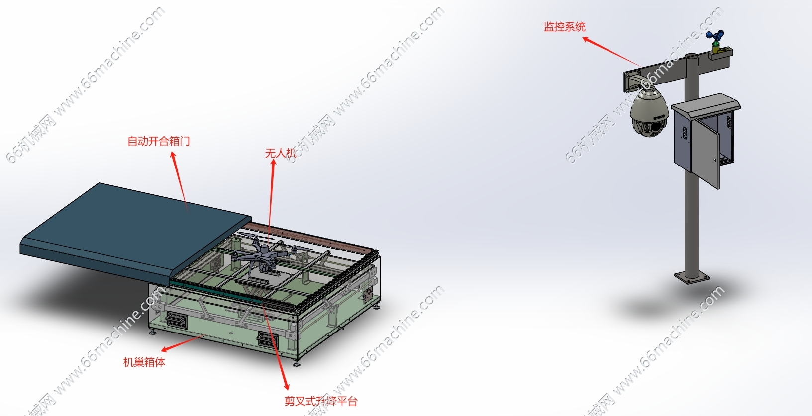 某企业交通巡视无人机机巢（智能机库）3D+工程图