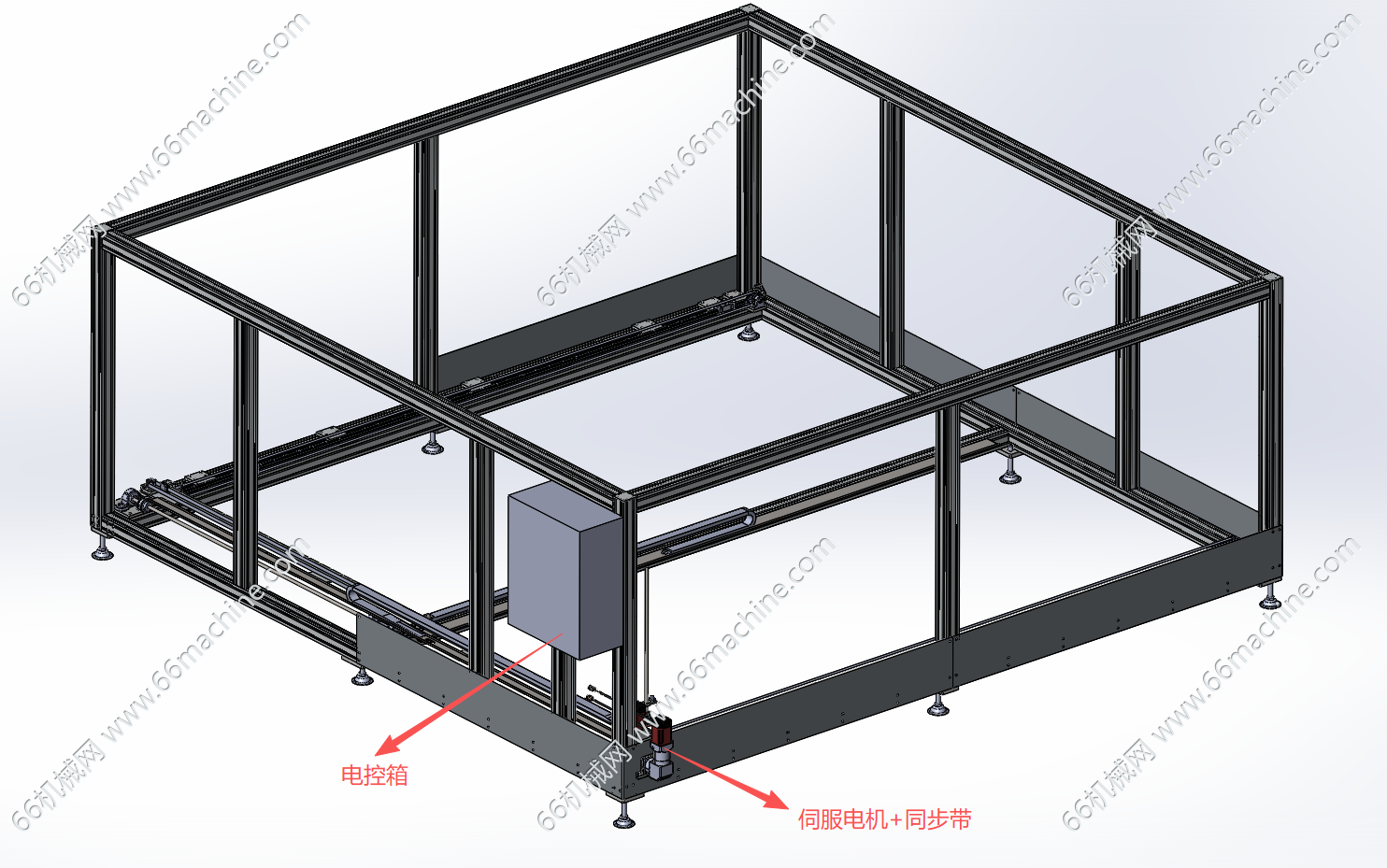 基于伺服同步带的二轴滑动机构（可作为测试平台）3D+工程图