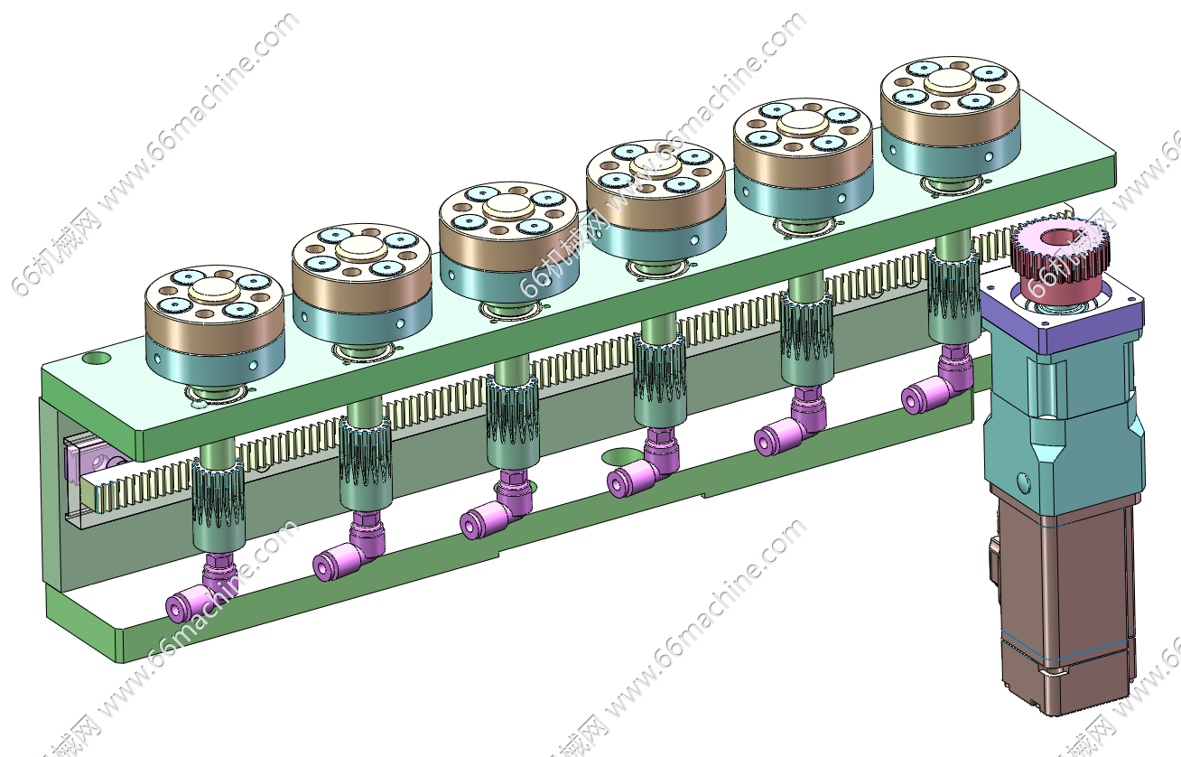 基于齿轮齿条的同步旋转机构