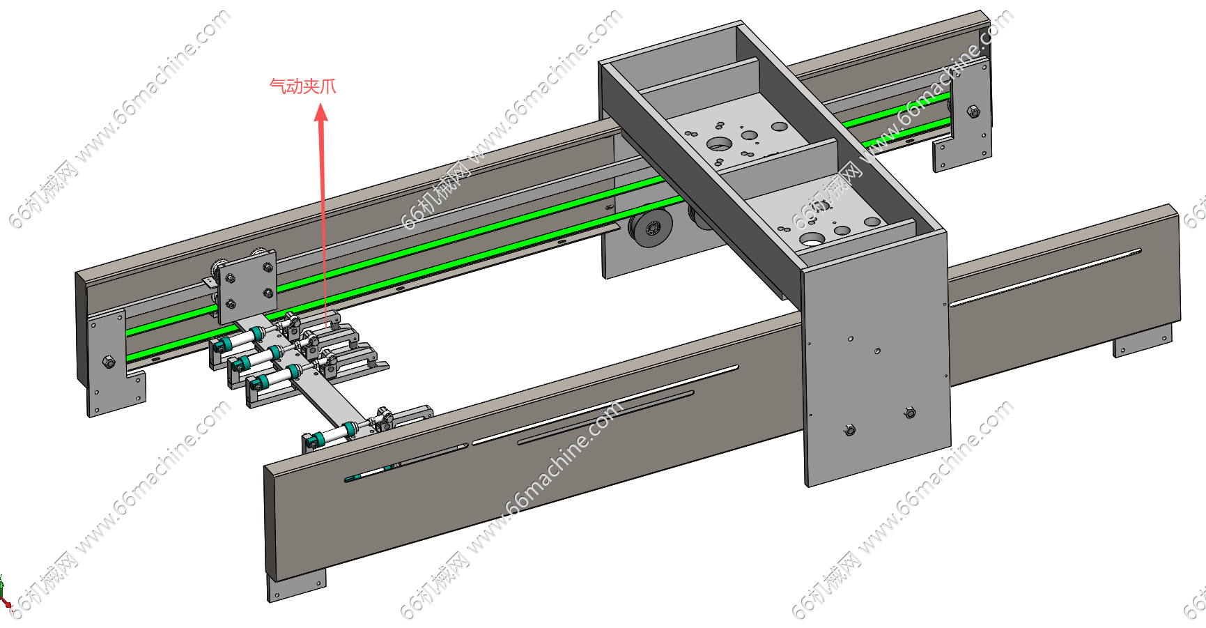 基于同步带输送的气动拉袋机构