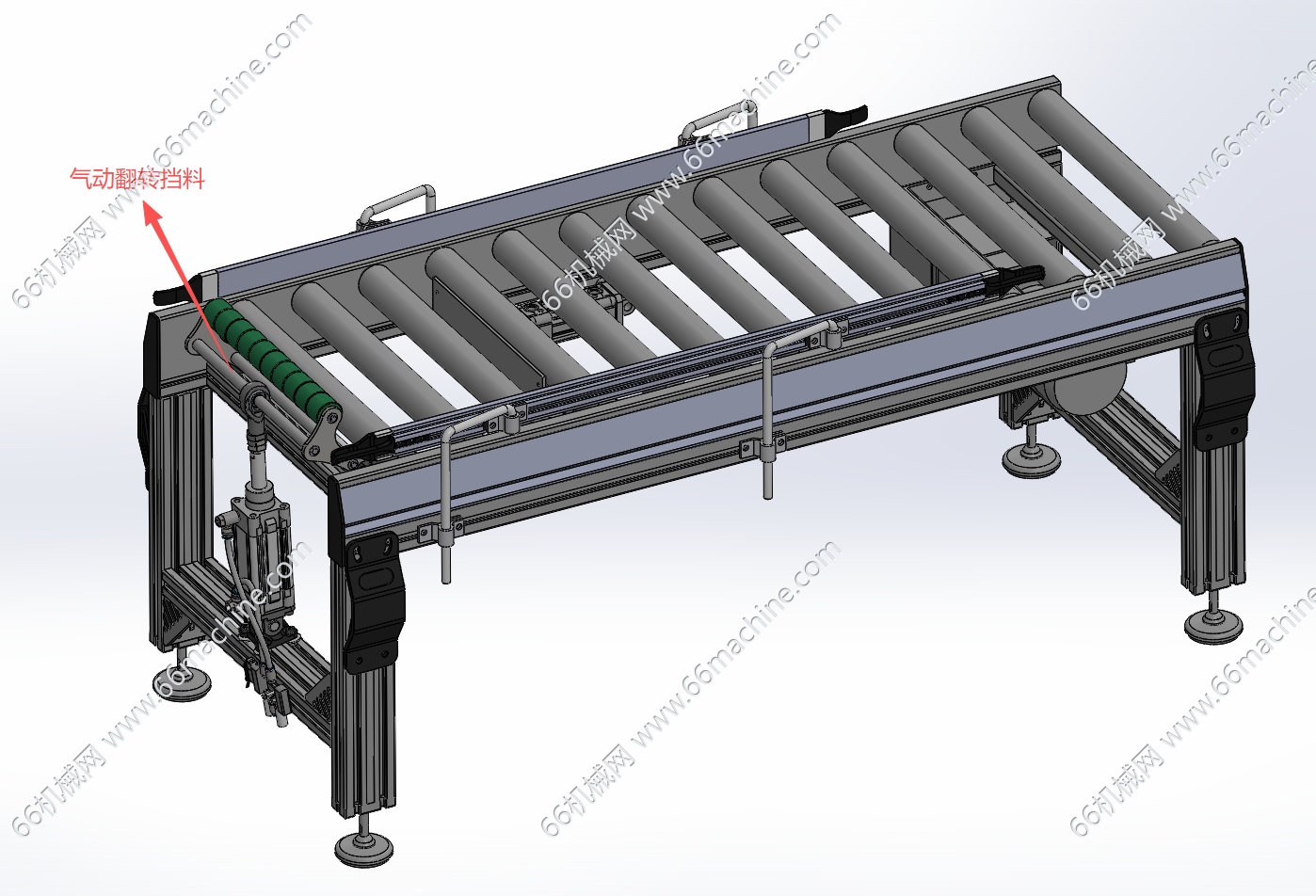 带挡停功能的滚筒输送机