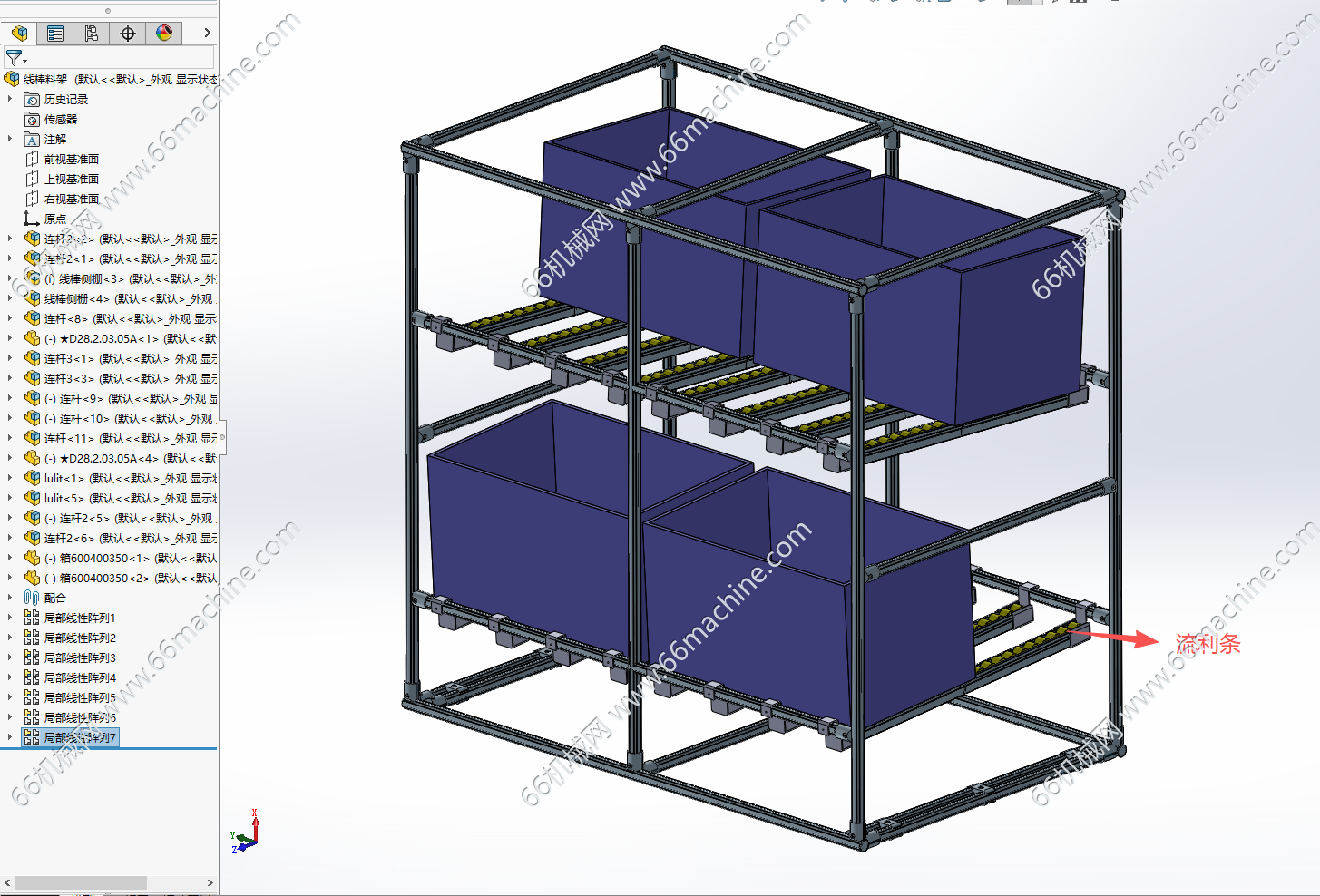 线棒料架（线棒流利式货架）