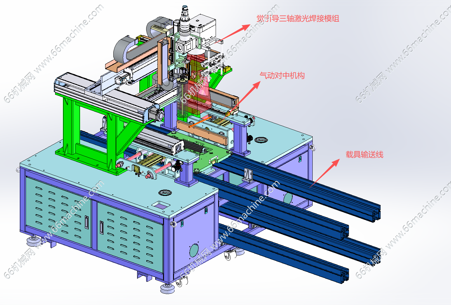 某企业在线式视觉引导激光焊接机（主要用于电池模组压脚及焊接）