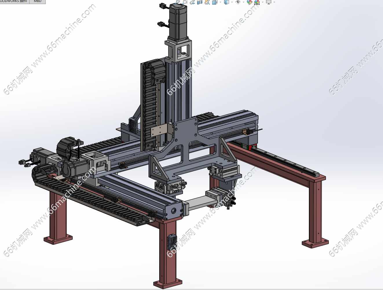 某企业龙门架式三轴翻转搬运机构3D+加工图