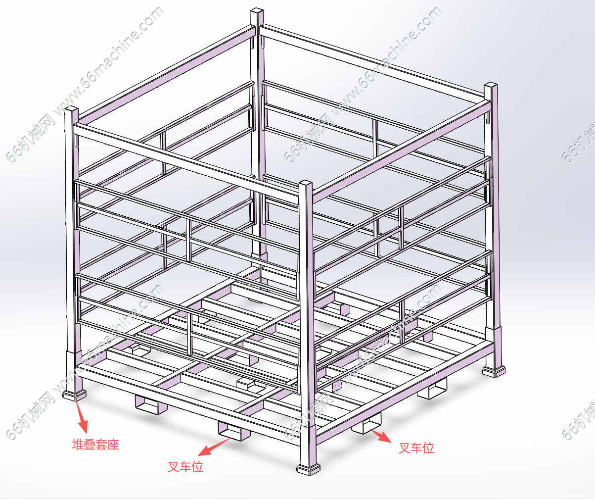 钢制物流周转架（周转箱）3D+工程图