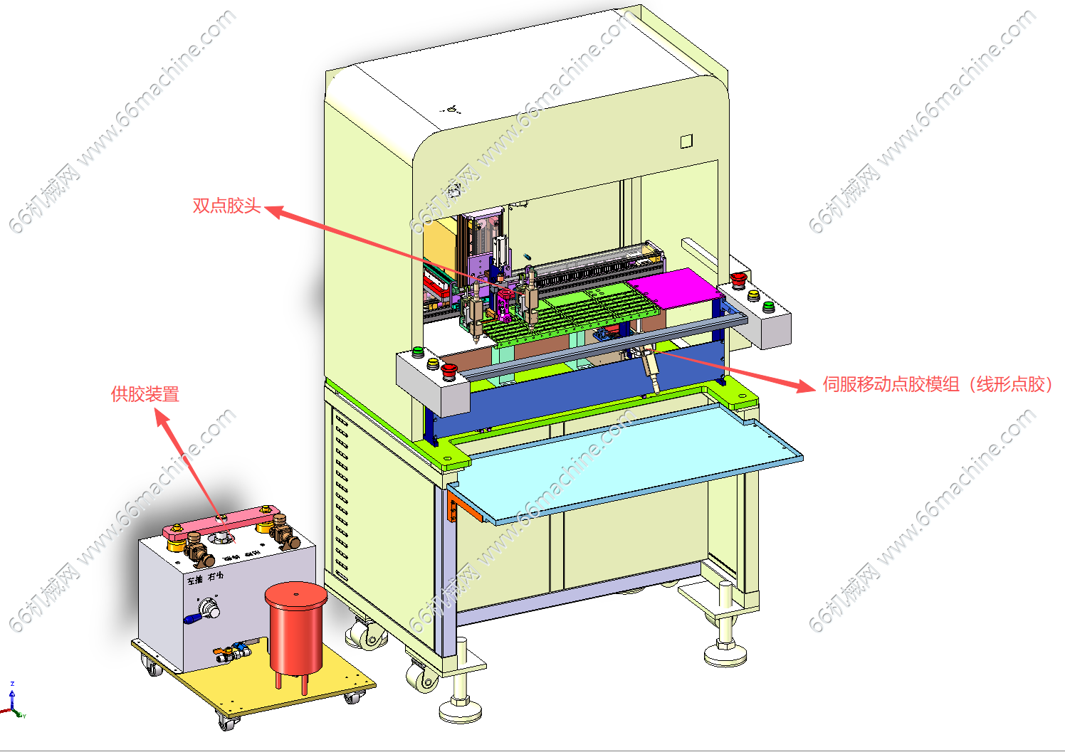 某企业LCD半自动三合一点胶机3D+工程图