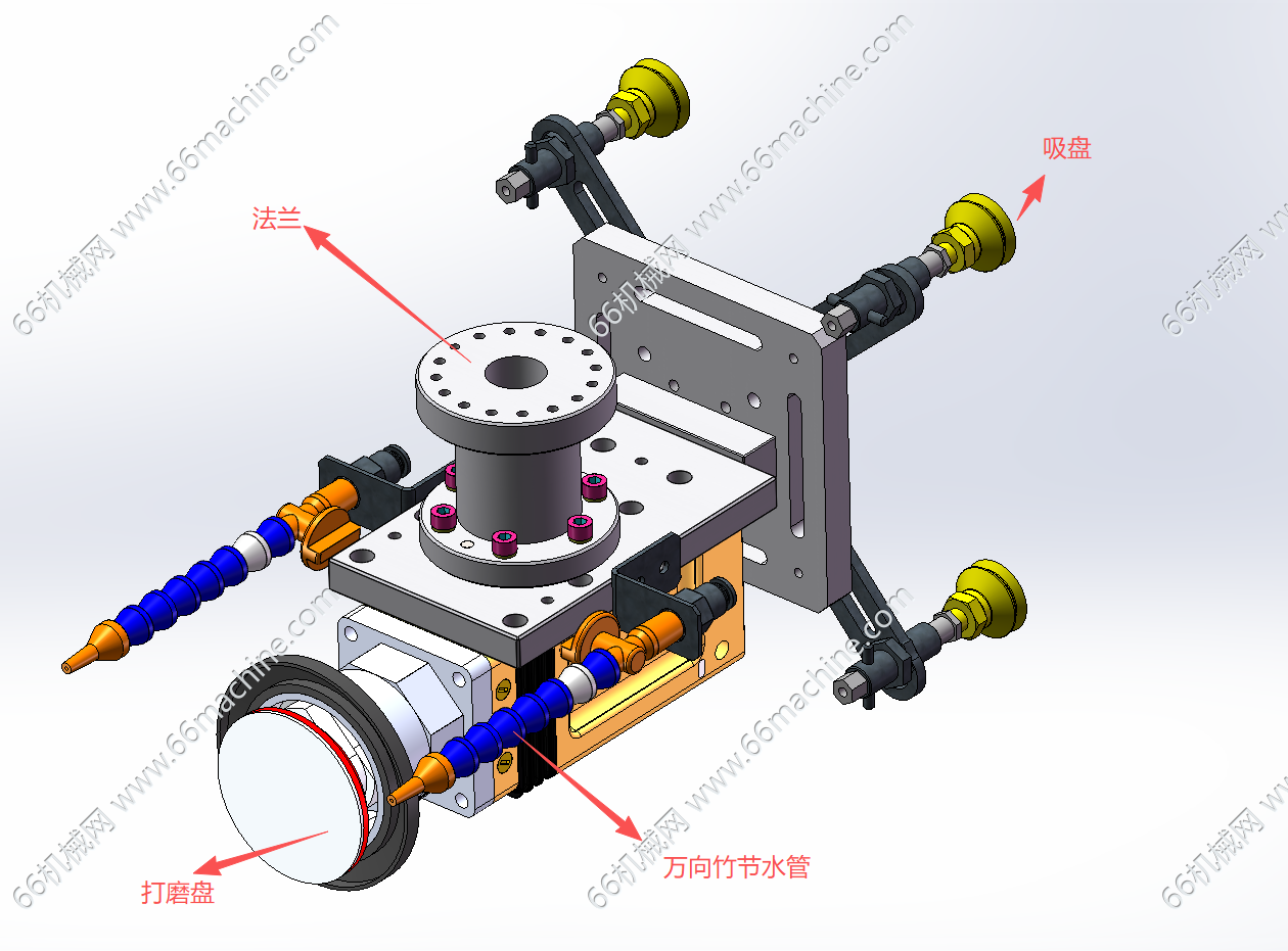 机械臂末端力传感浮动打磨头及吸盘3D+工程图
