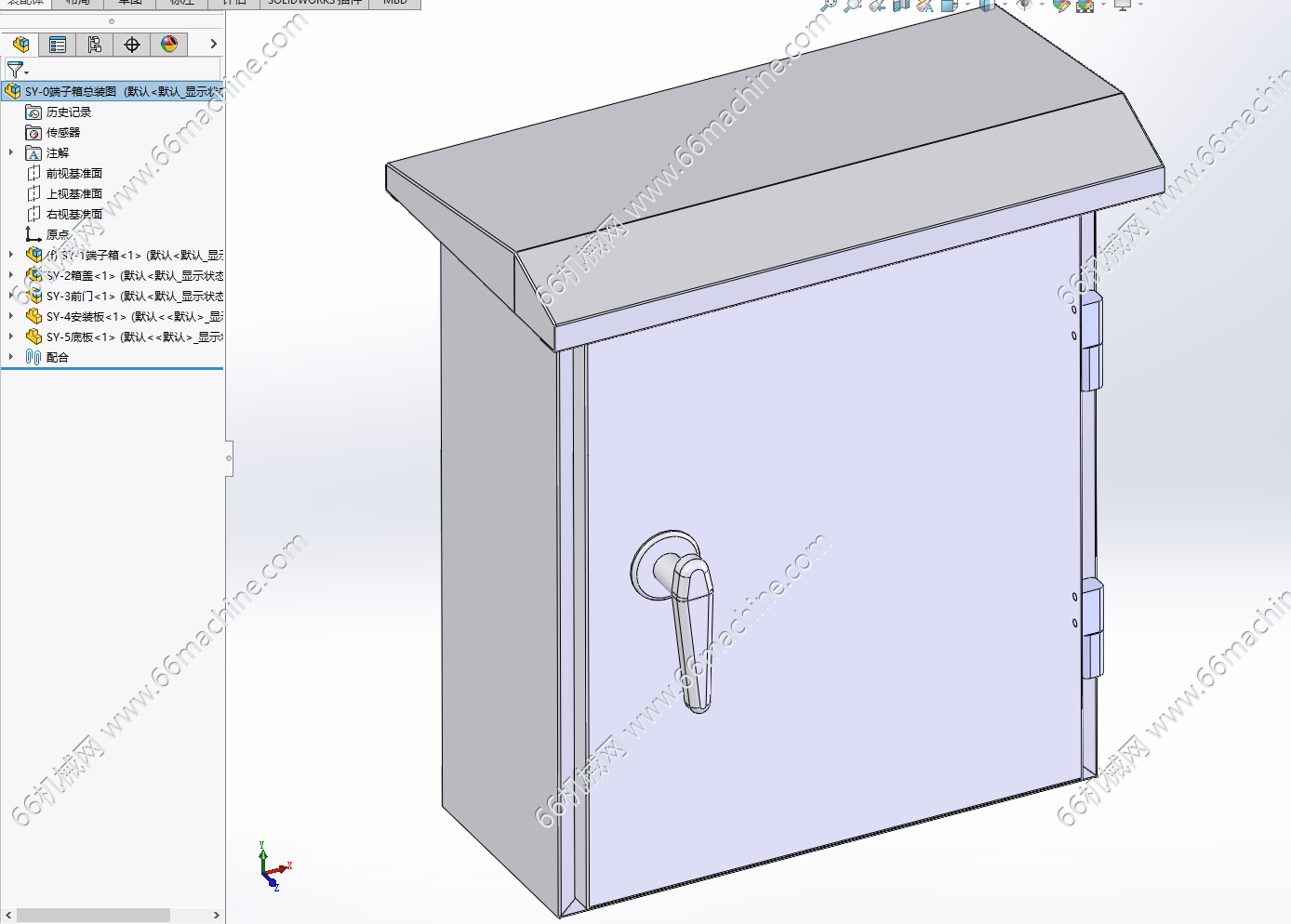 某企业户外防雨钣金端子箱3D+工程图+BOM表