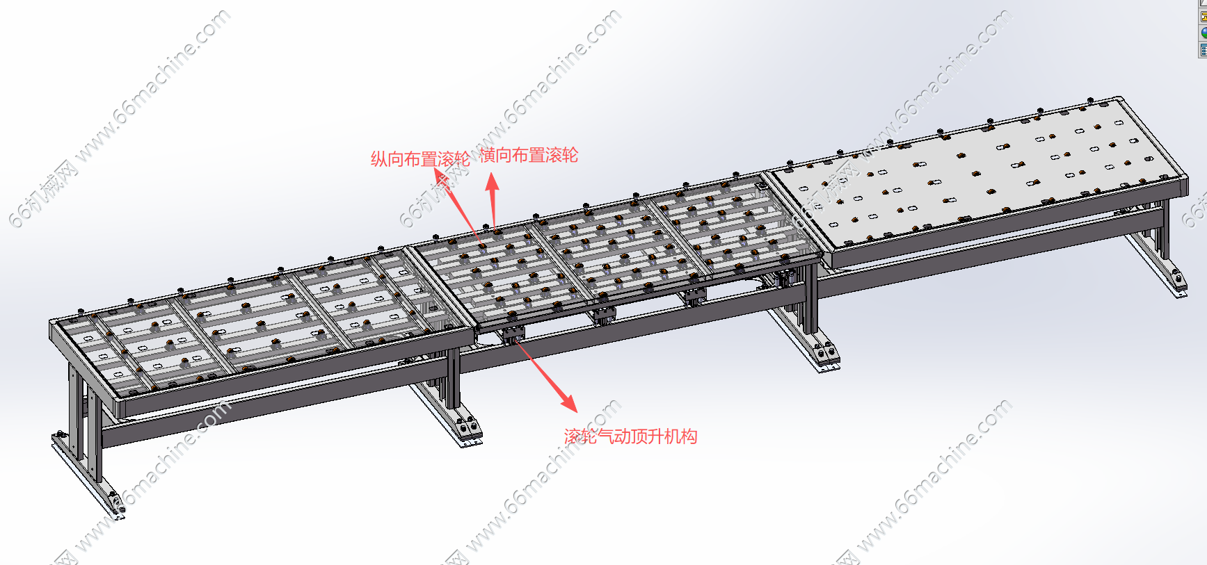 带双向滚轮的输送工作台