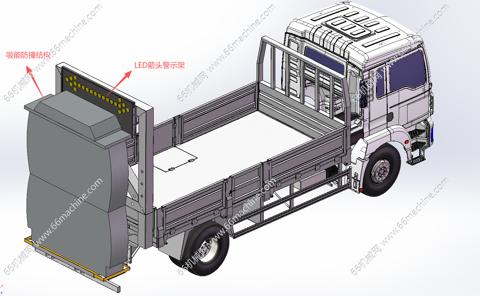 某企业防撞缓冲车3D+工程图（用于高速养护及施救作业警示）
