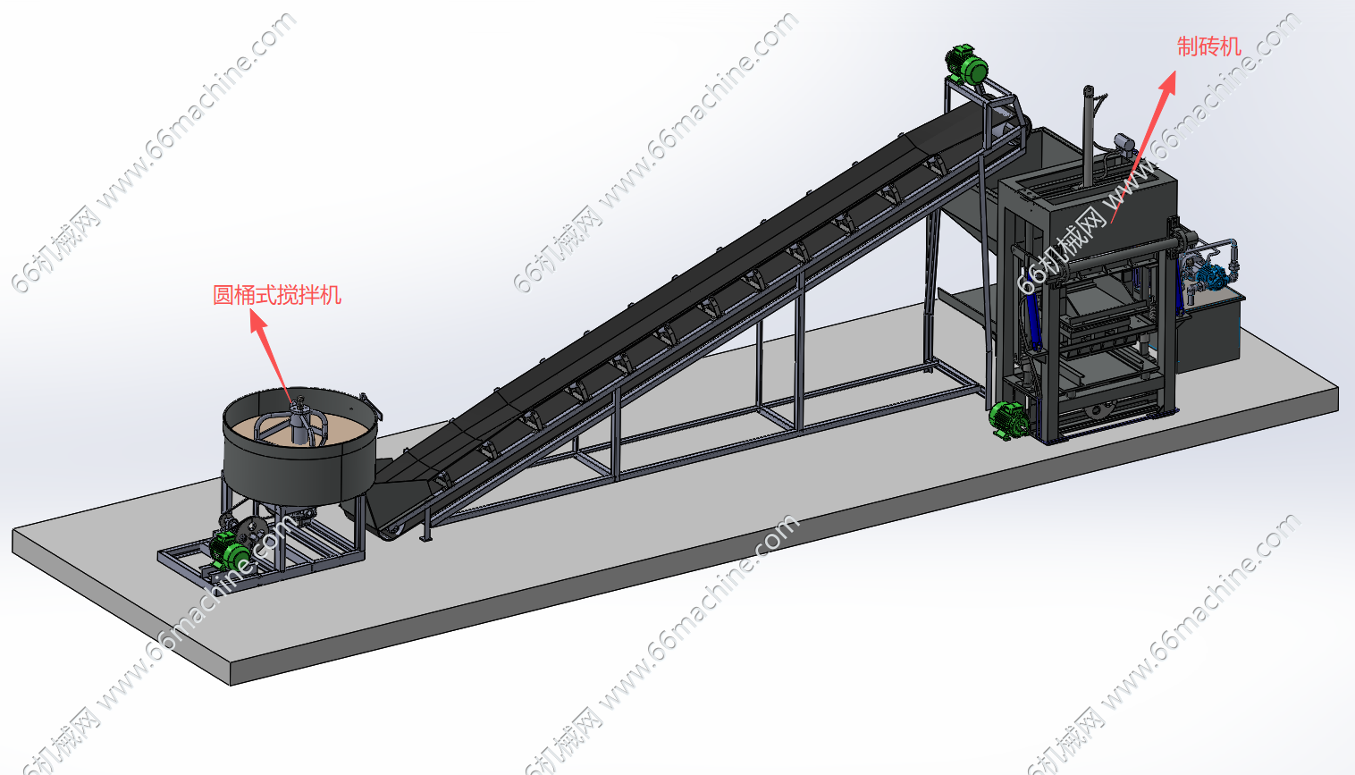 自动上料制砖线（含搅拌机、提升线及液压制砖成型机）