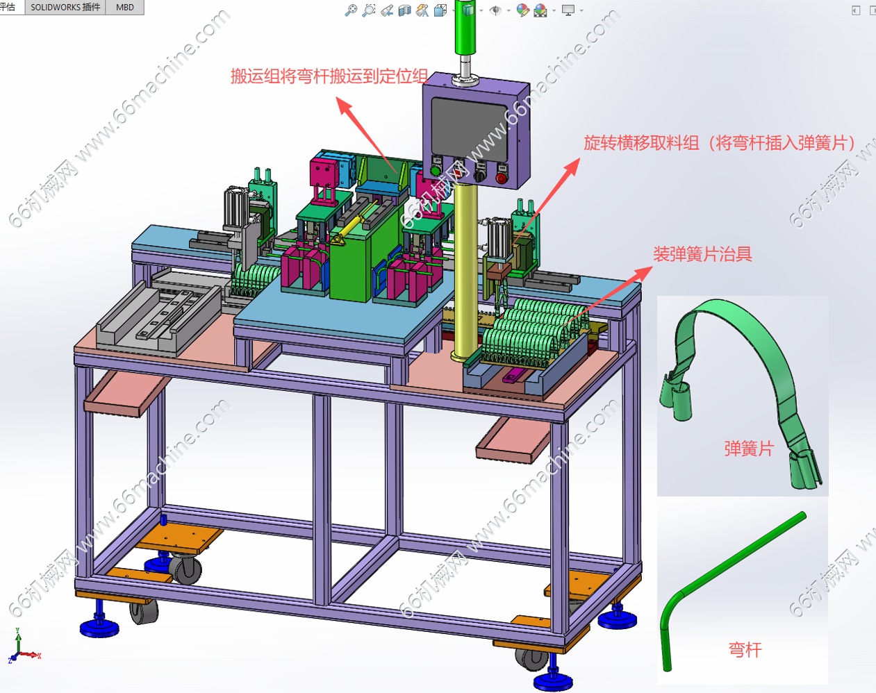 弹簧片及弯杆组装机