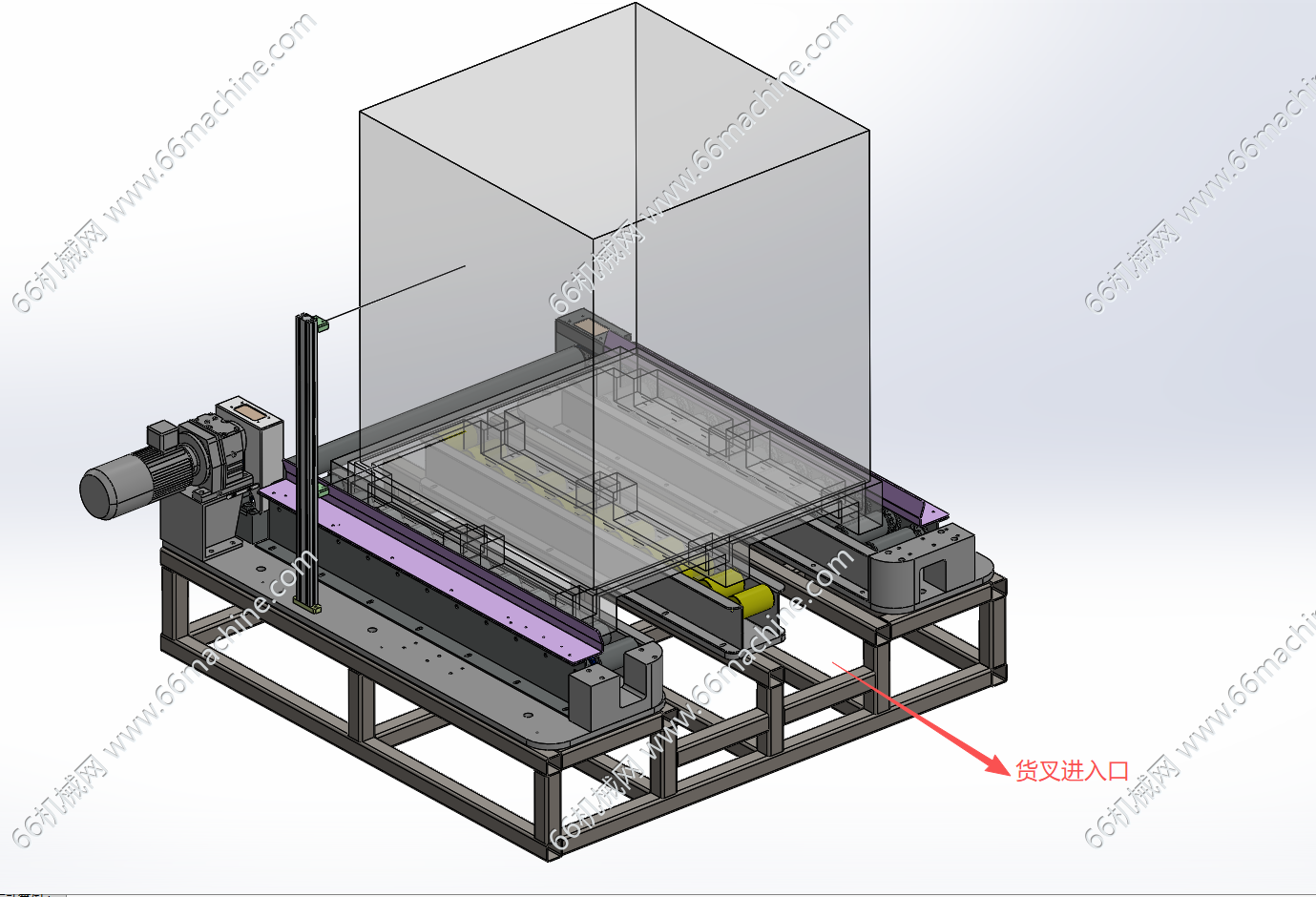 叉车接驳三列滚筒输送机（辊筒线）