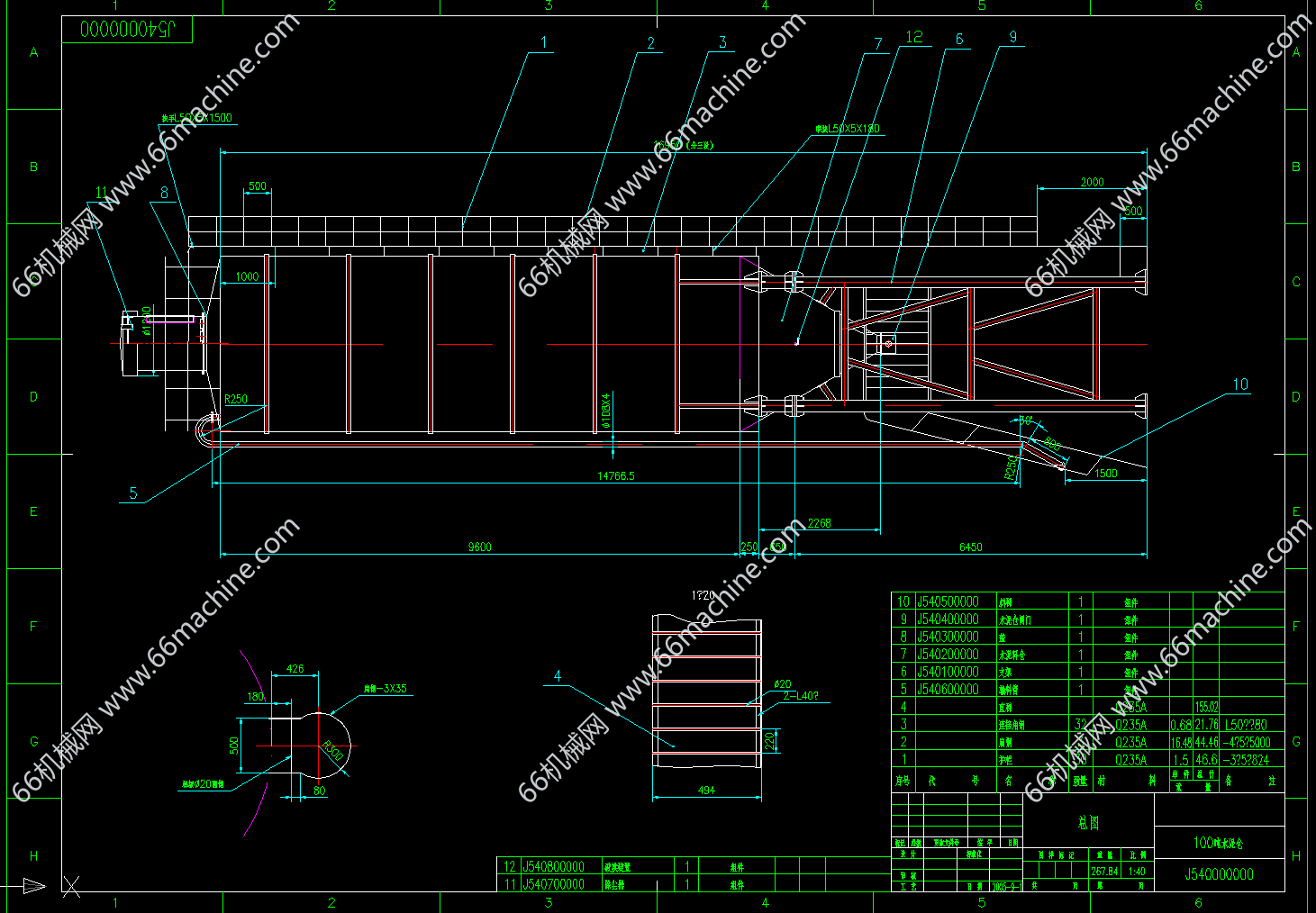 某企业100吨水泥料仓（筒仓）设计套图（17张）