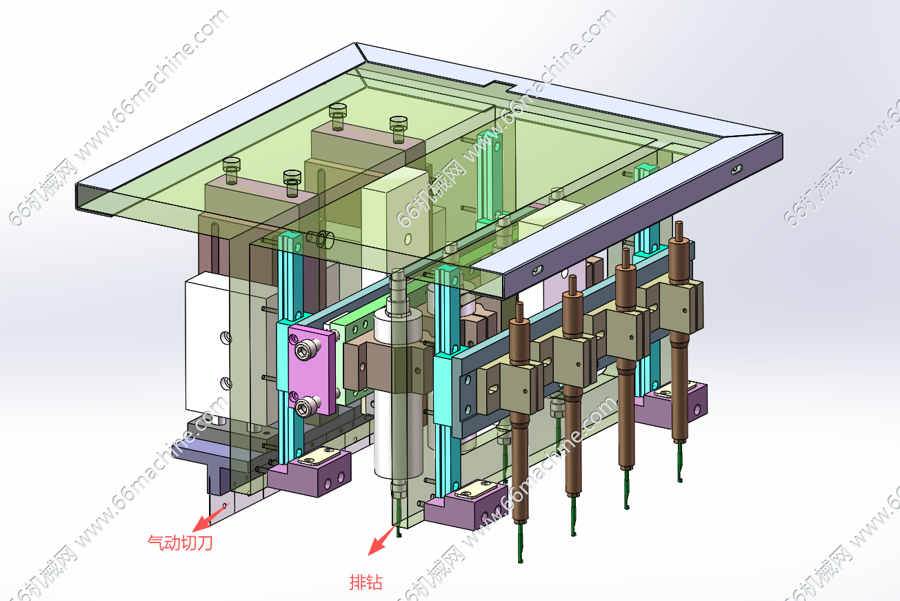 多工位钻孔及裁切一体机构