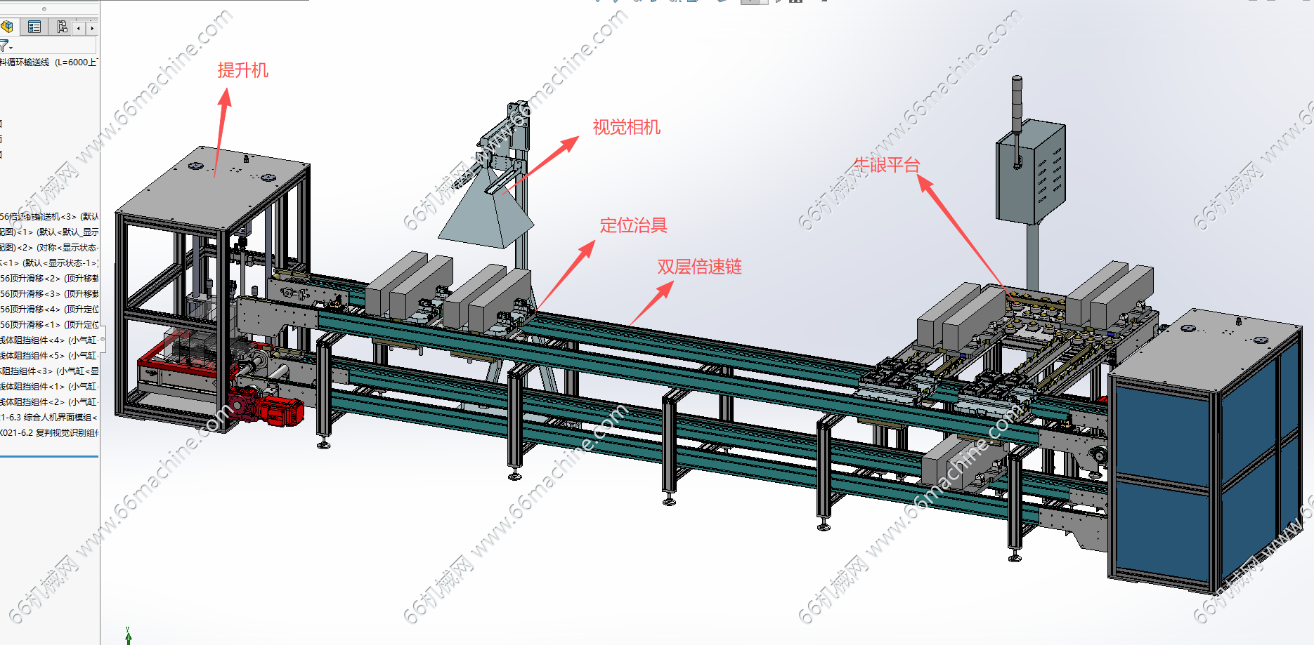 双层倍速链循环输送线（含提升机、牛眼平台）