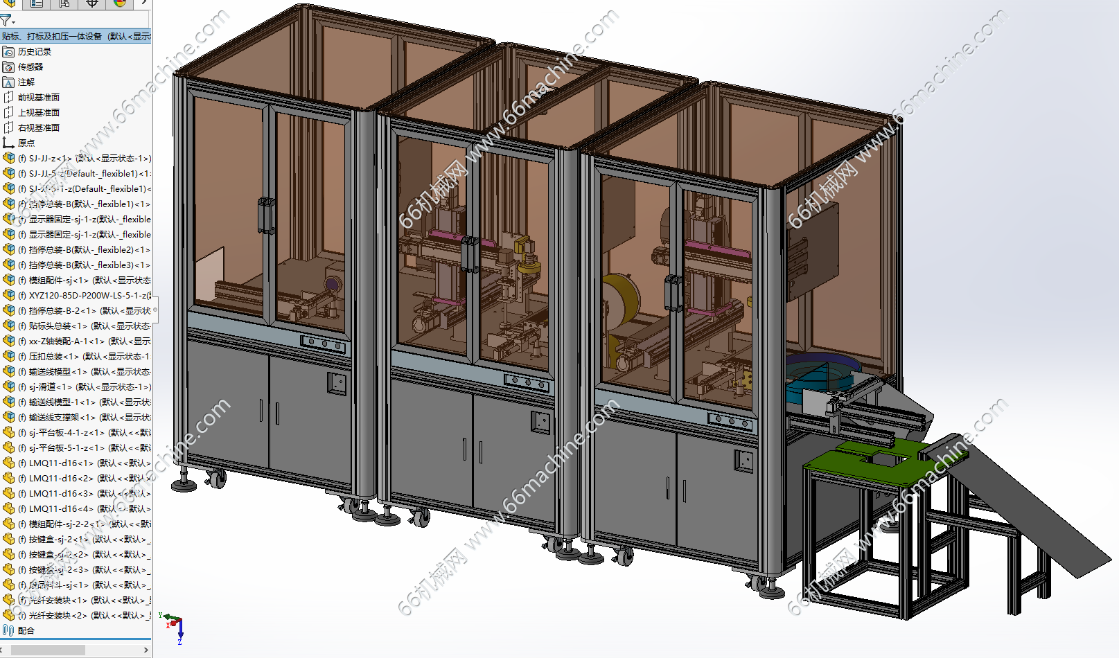 某产品贴标、打标及扣压一体设备