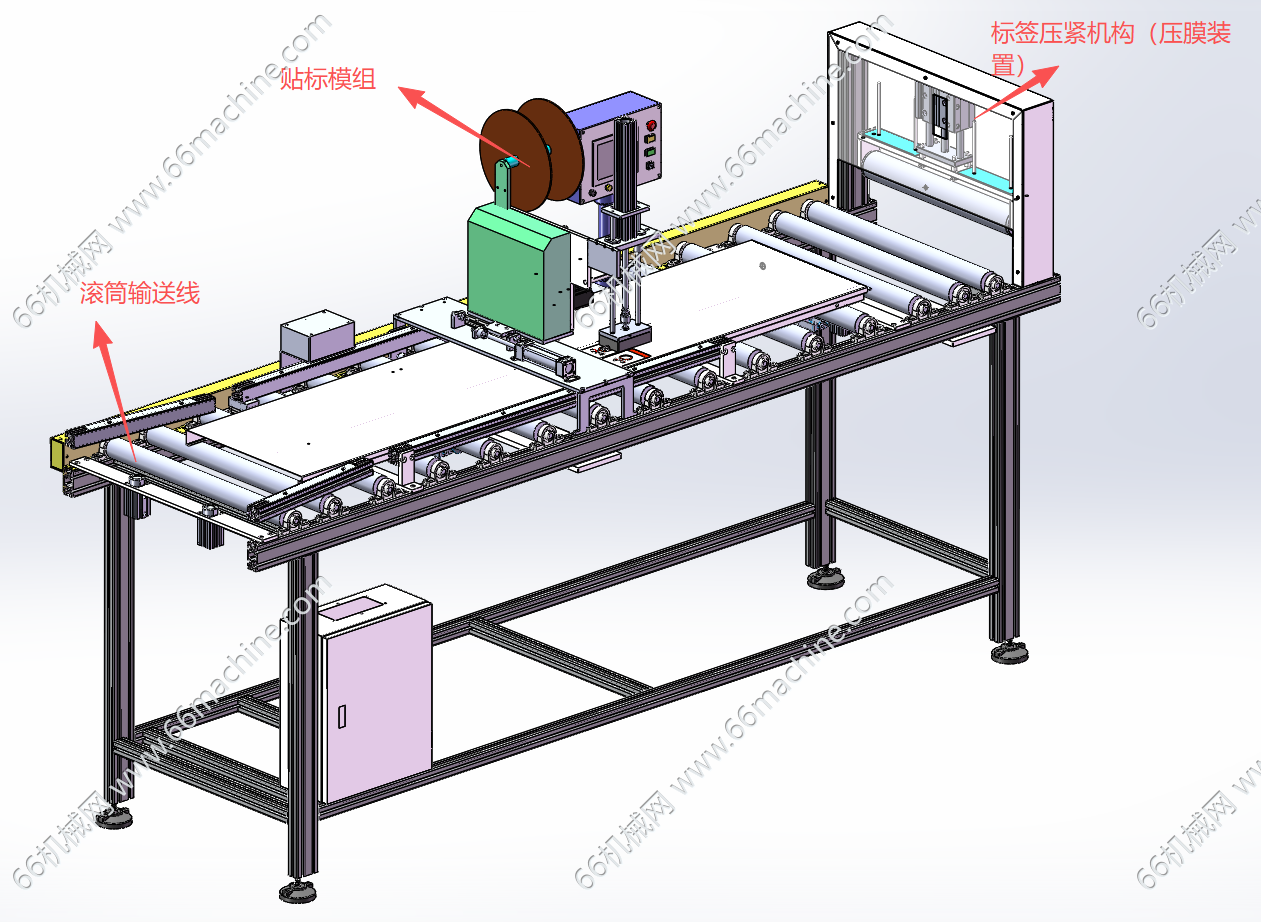 某企业电梯厅门等板材贴标签输送线