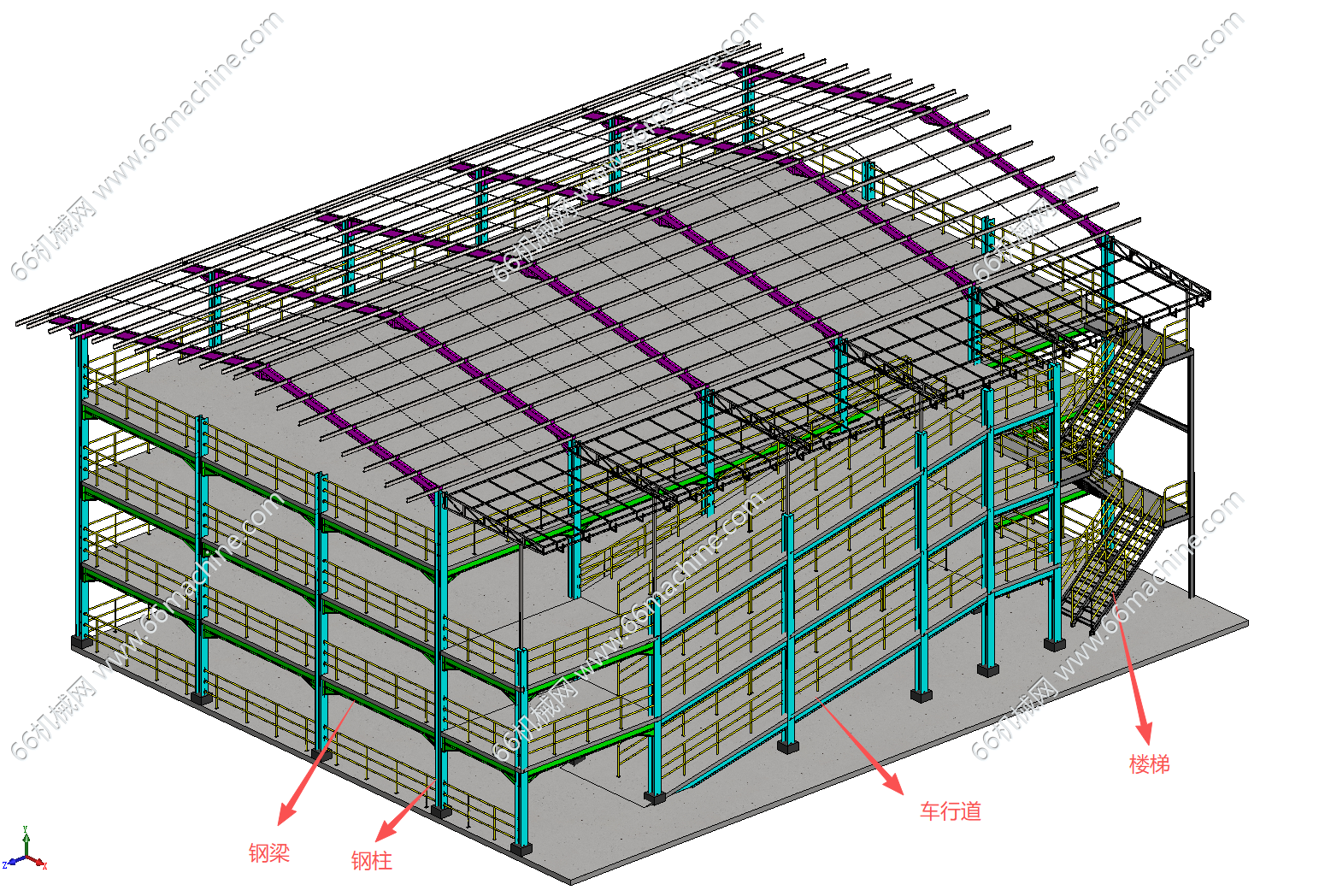 三层钢结构工业厂房