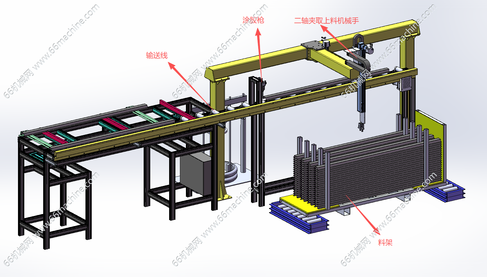 加强筋夹取上料、输送、涂胶线