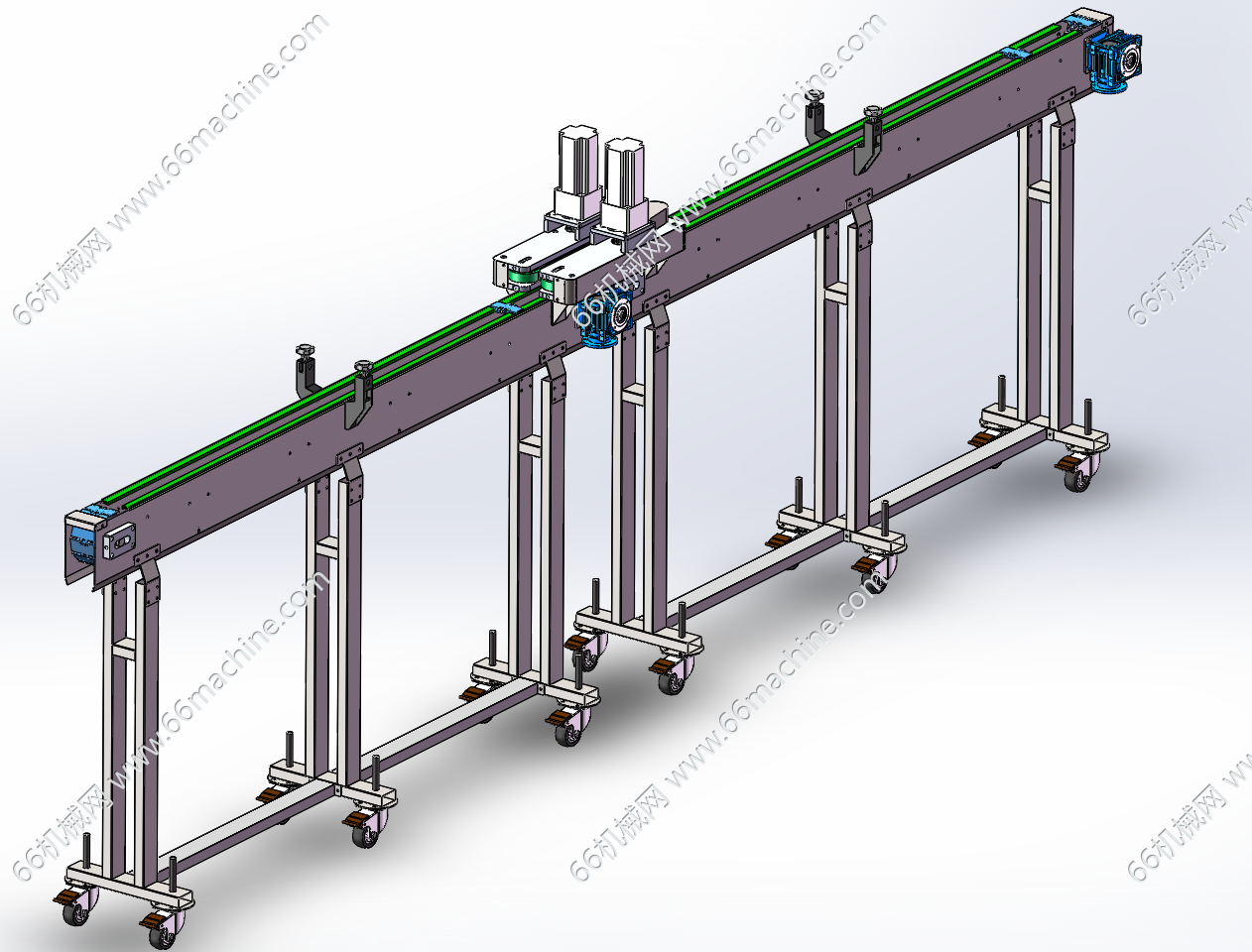 夹瓶子（夹持）输送带（输送带对接处布置夹瓶方式辅助通过）