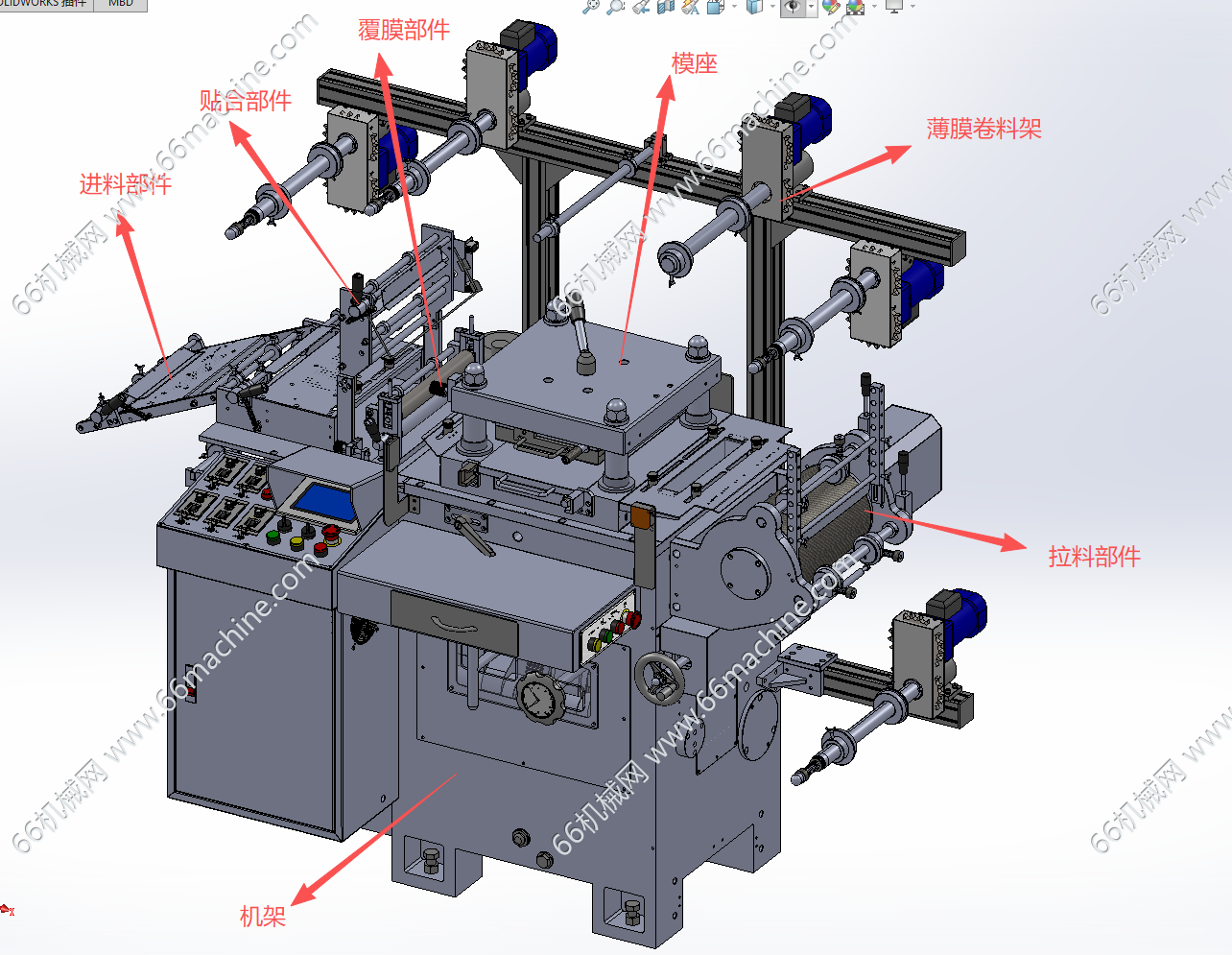某企业单座模切机（裁切机）3D+工程图
