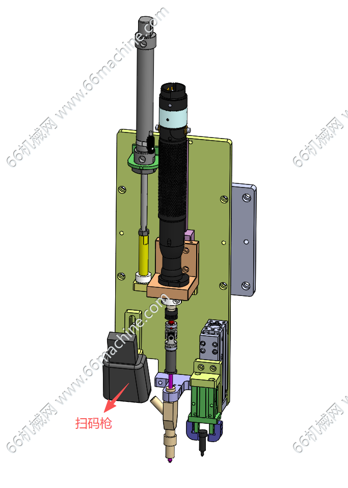 带扫码枪的吹钉锁付机构