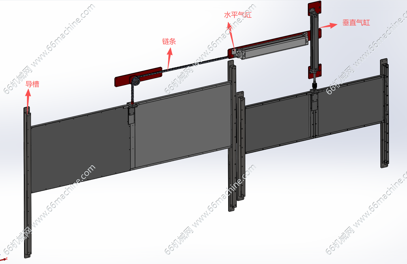 双路气缸驱动的升降门