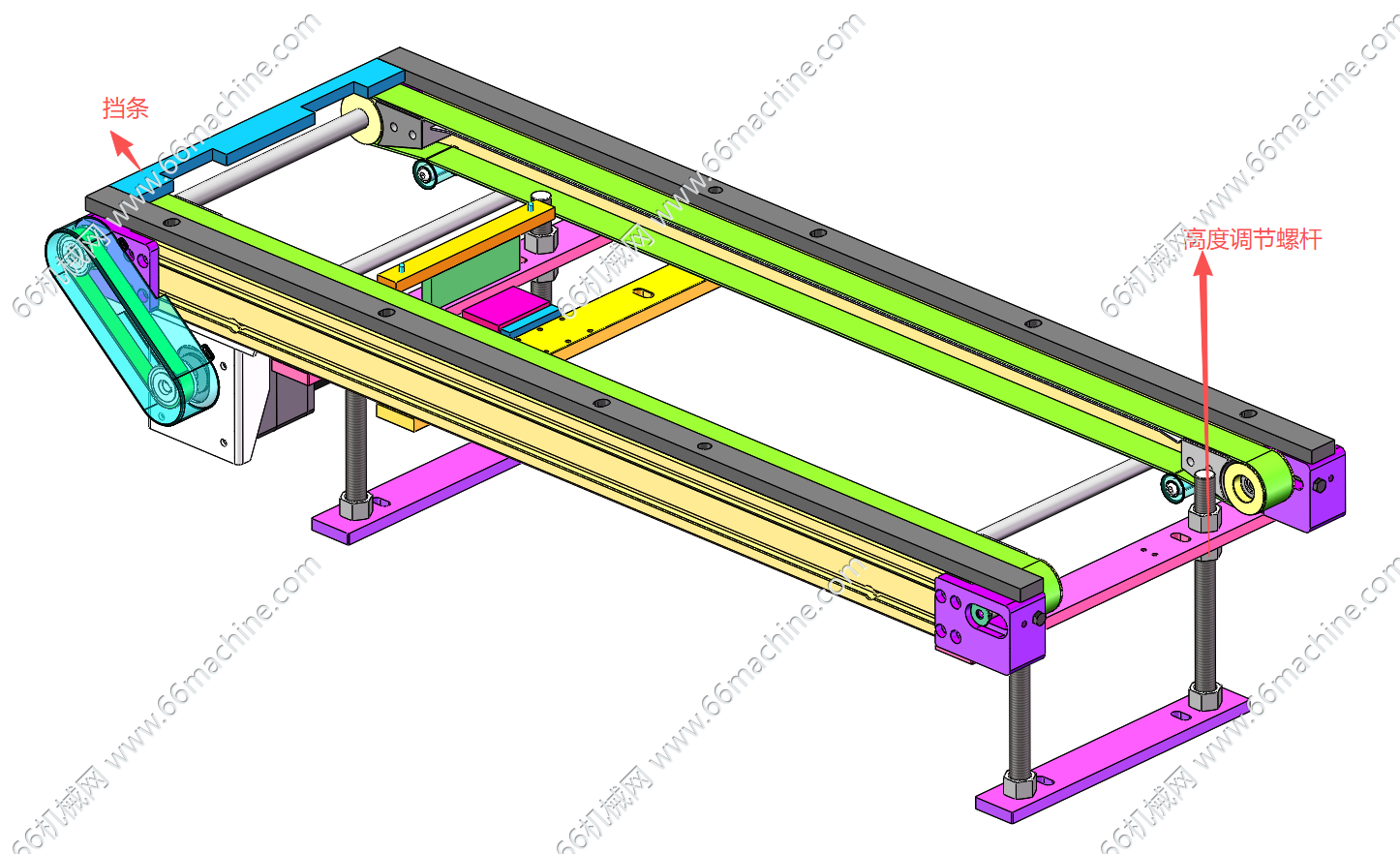 高度可调的双列皮带输送线