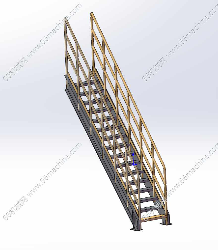 斜爬梯（钢斜梯）3D+工程图