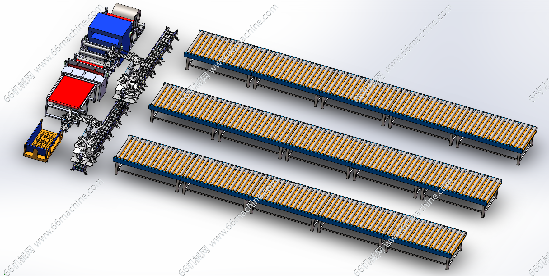 钢板开卷整平机与机械手组合模拟