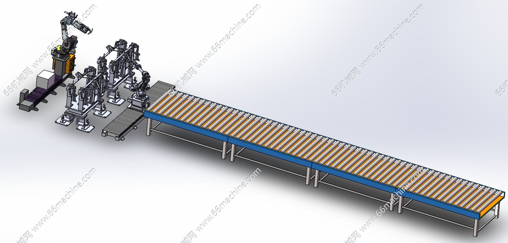 某企业焊接机械手与焊接夹具组合线