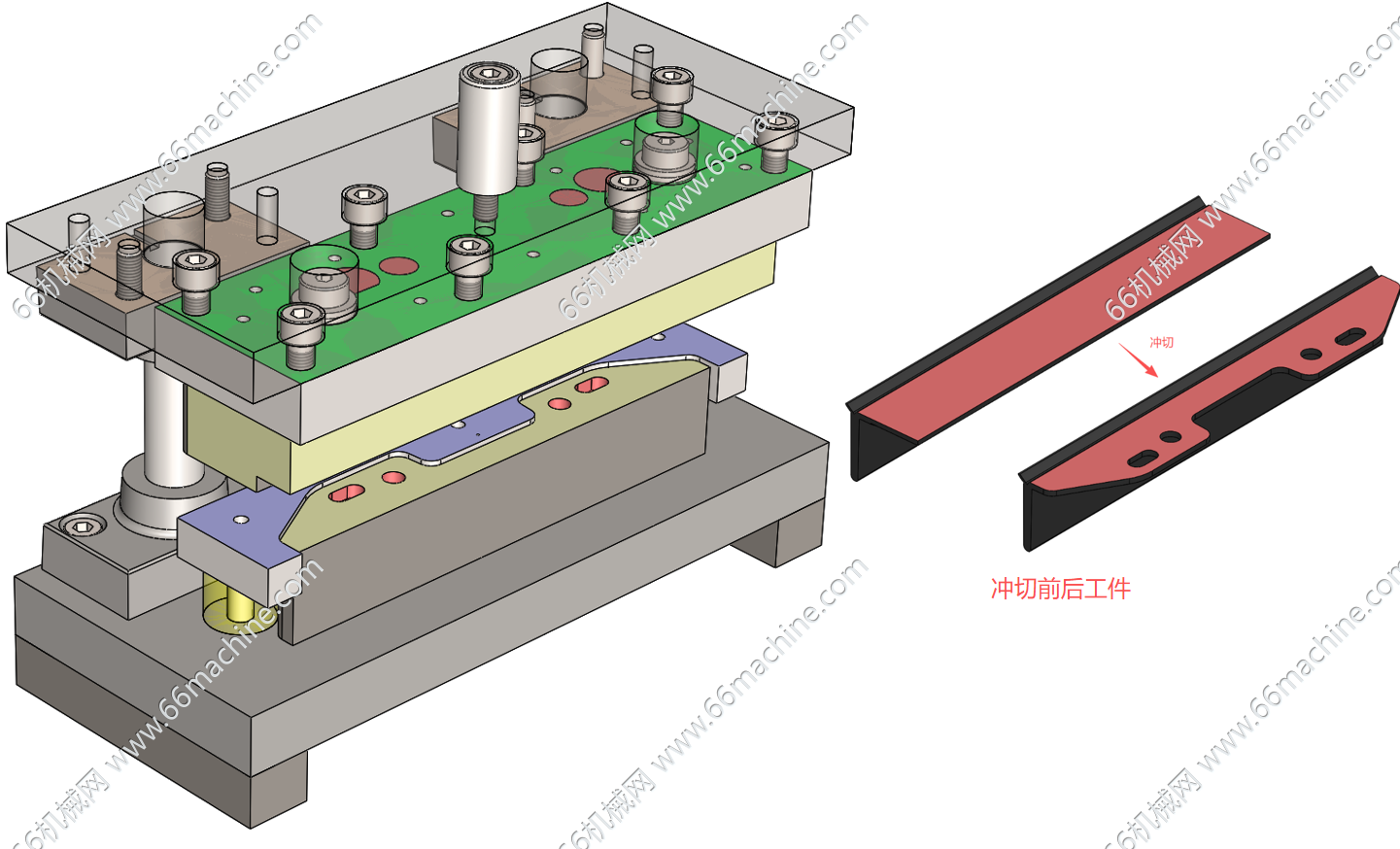 某企业钣金件切边和冲孔模3D+工程图