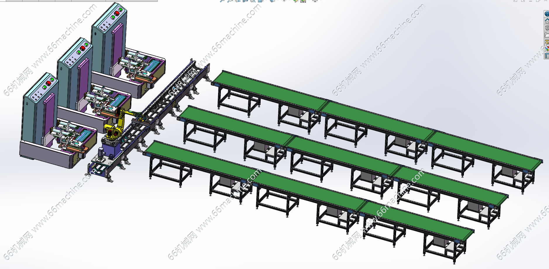 三轴点胶设备与机械手组合模拟