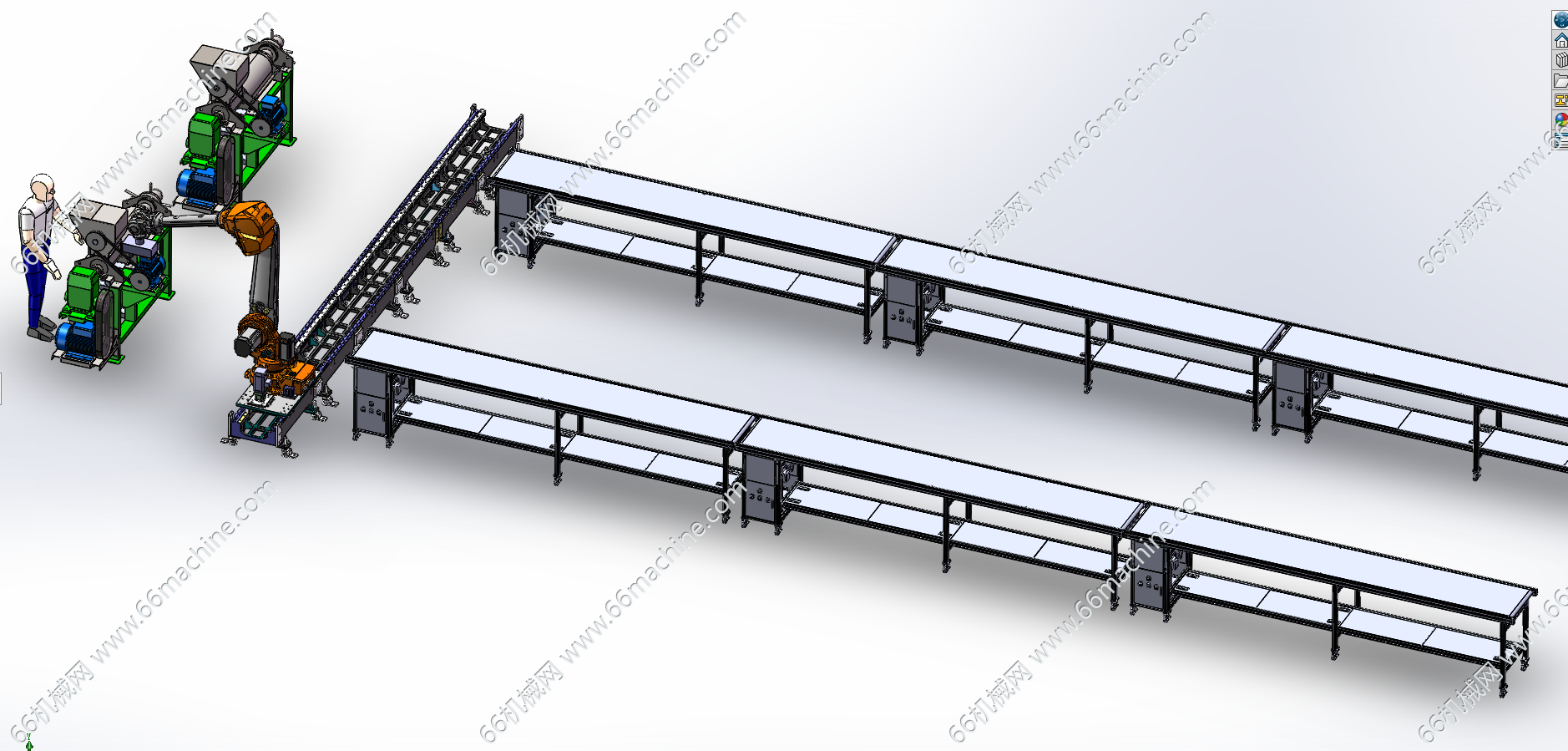 某企业破碎挤压注塑一体机与取料机械手组合线